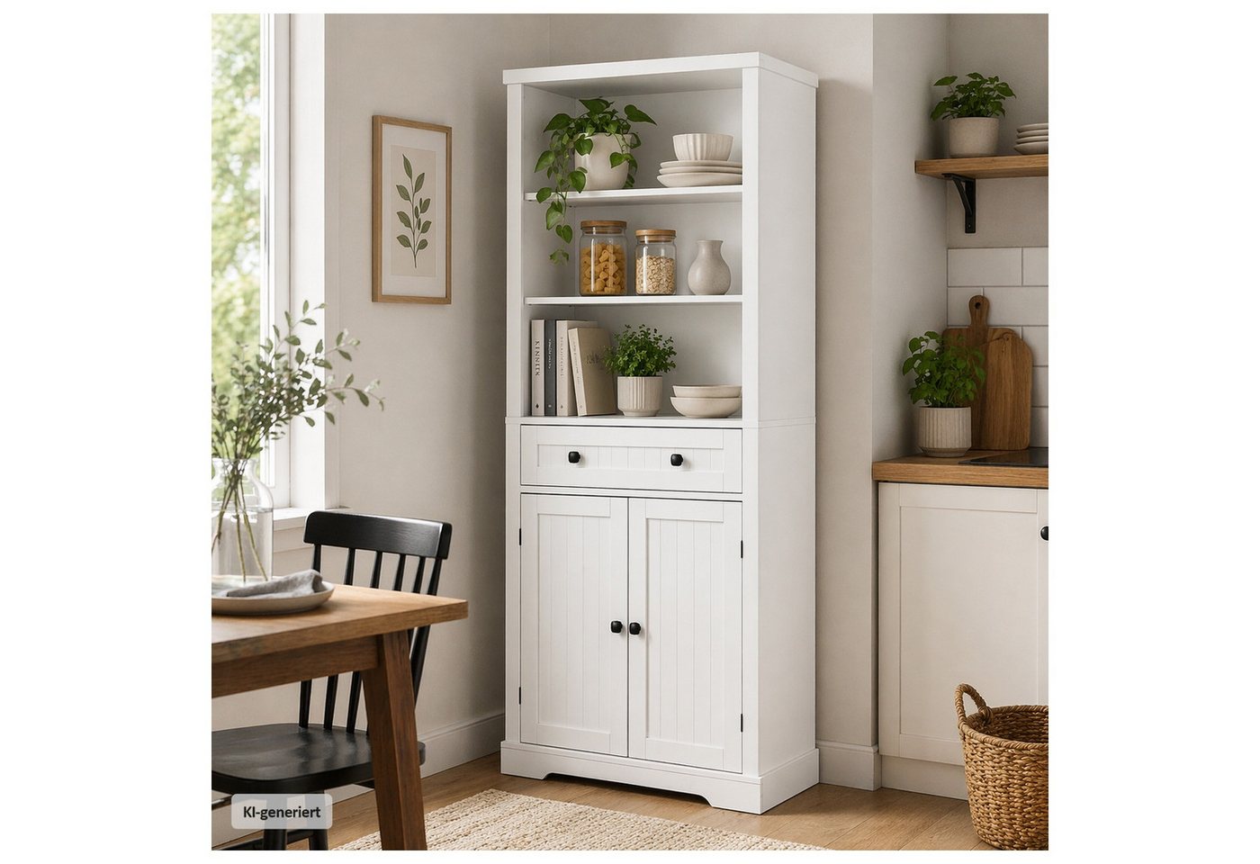HTI-Living Hochschrank Buffetschrank Thekla Landhausstil Weiß (Stück, 1-St., 1 Küchenschrank)