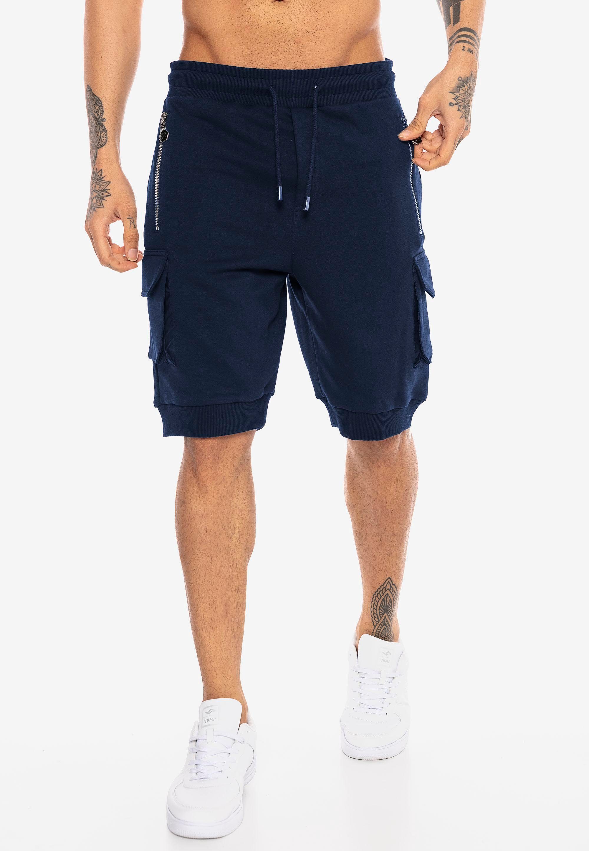 RedBridge Shorts mit Rippstrickbündchen am dunkelblau Beinabschluss