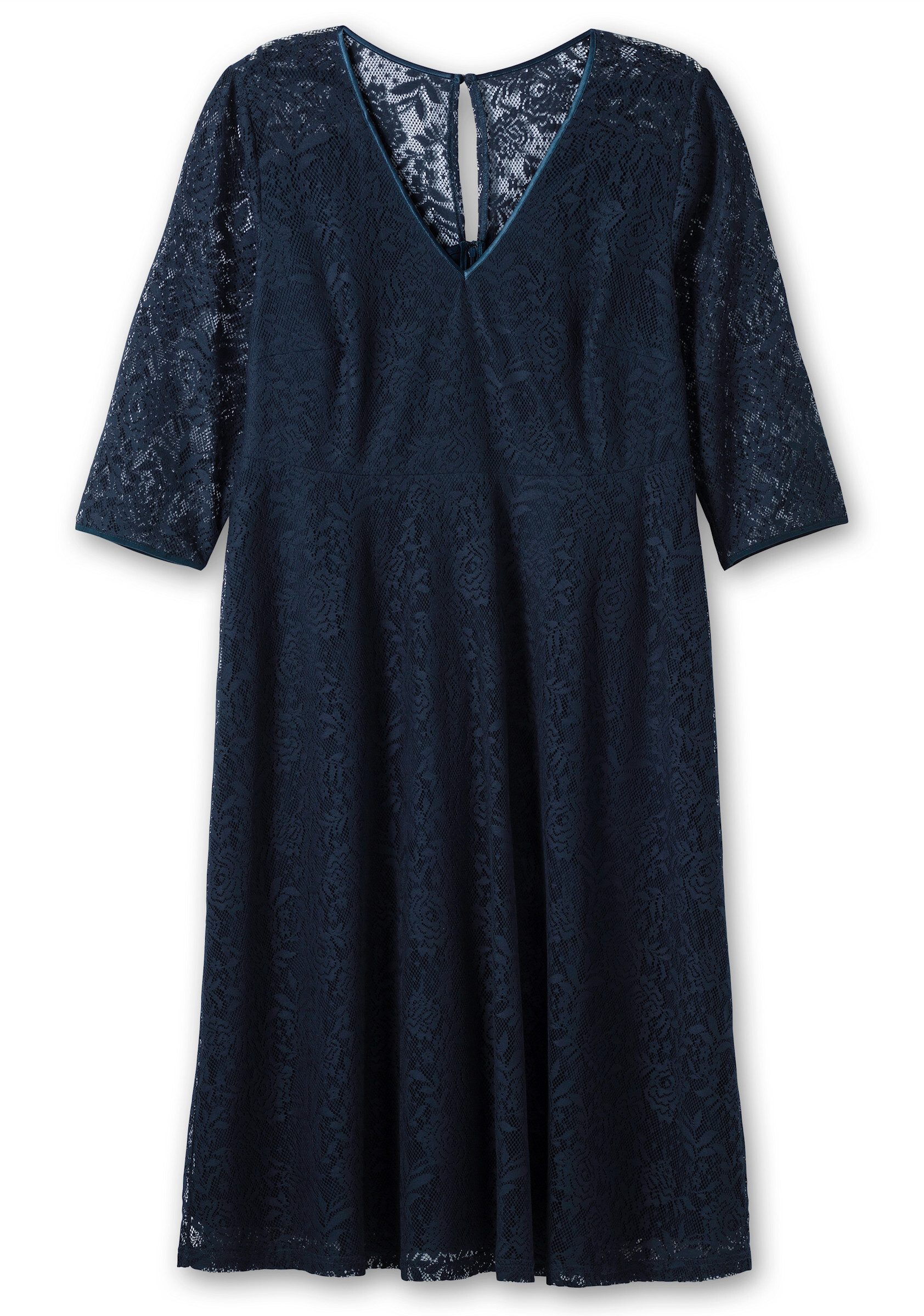 Sheego Etuikleid Cocktailkleid 3/4-Arm aus floraler Spitze, blickdicht gefüttert