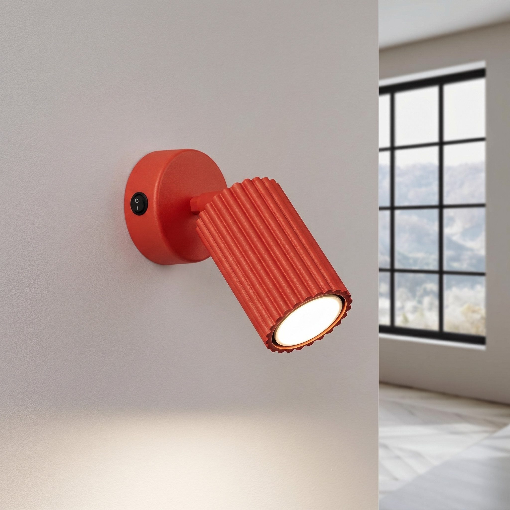 SOLLUX lighting Wandleuchte Wandleuchte KARBON rot mit einem Schalter, Nicht enthalten