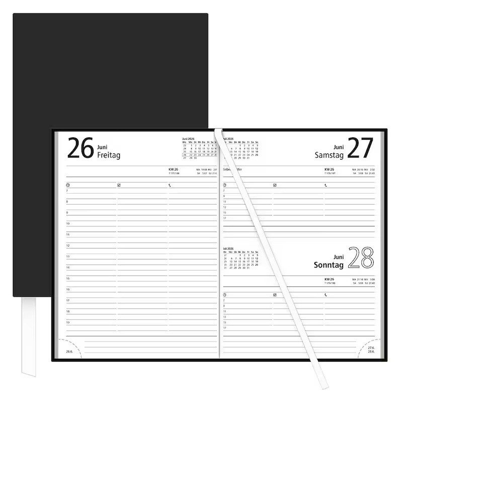 ZETTLER Buchkalender Tagesplaner 2026 Mod. 873 schwarz A5