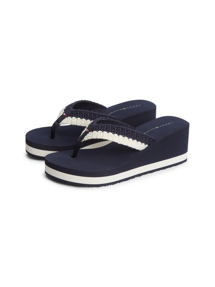 Tommy Hilfiger TH WEDGE CROCHET SUMMER SANDAL Dianette Sommerschuh, Zehentrenner in sommerlicher Häkeloptik