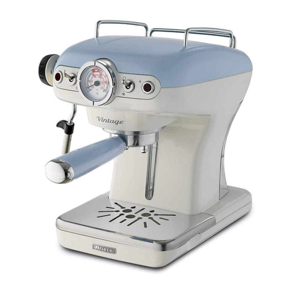 Ariete Filterkaffeemaschine 1342 Vintage, integrierter Milchaufschäumer abnehmbarer Wassertank blau