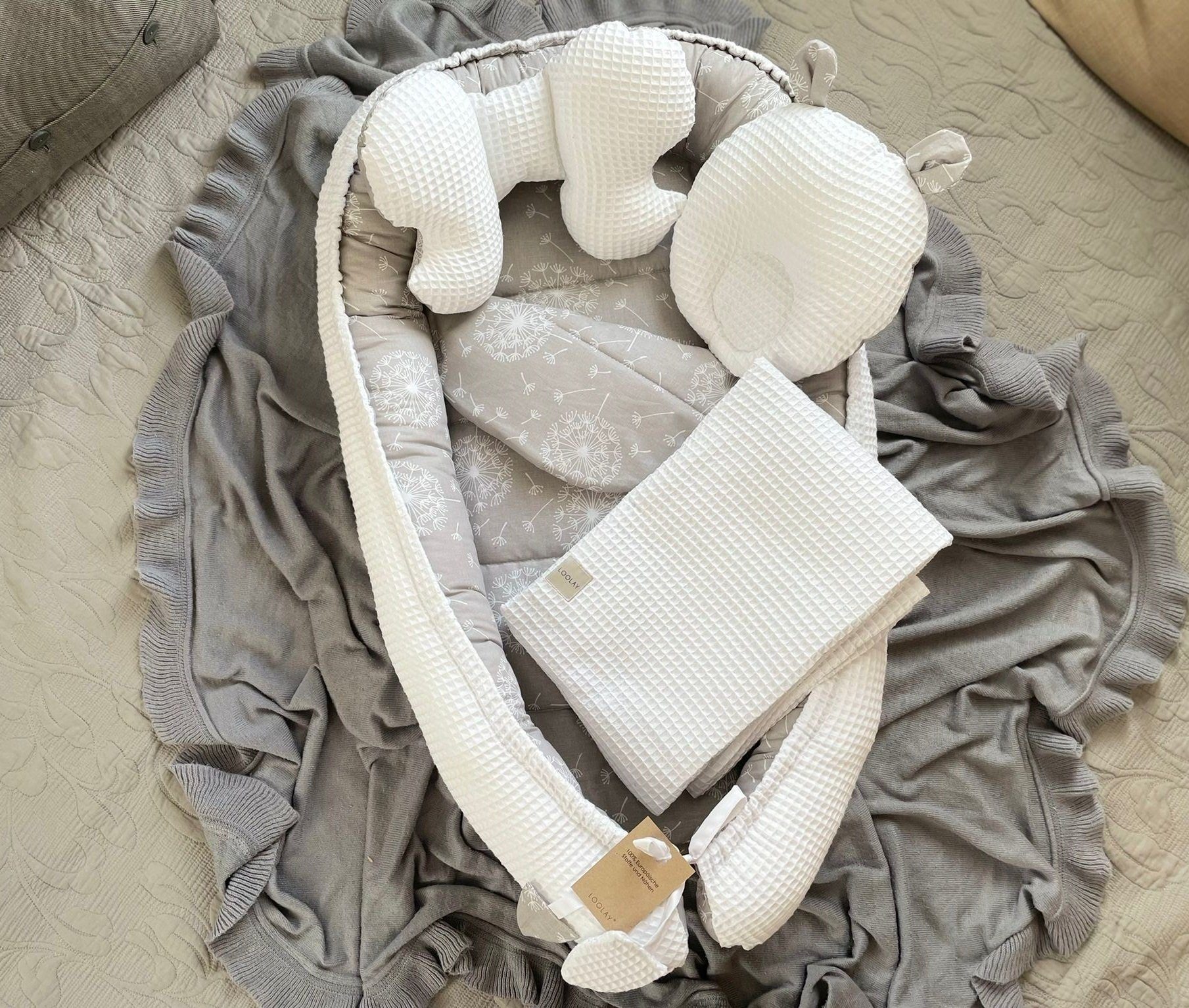 Loolay Bettnestchen WAFFELPIQUE Baumwolle BABYNEST Babykokon Neugeborene Ba günstig online kaufen