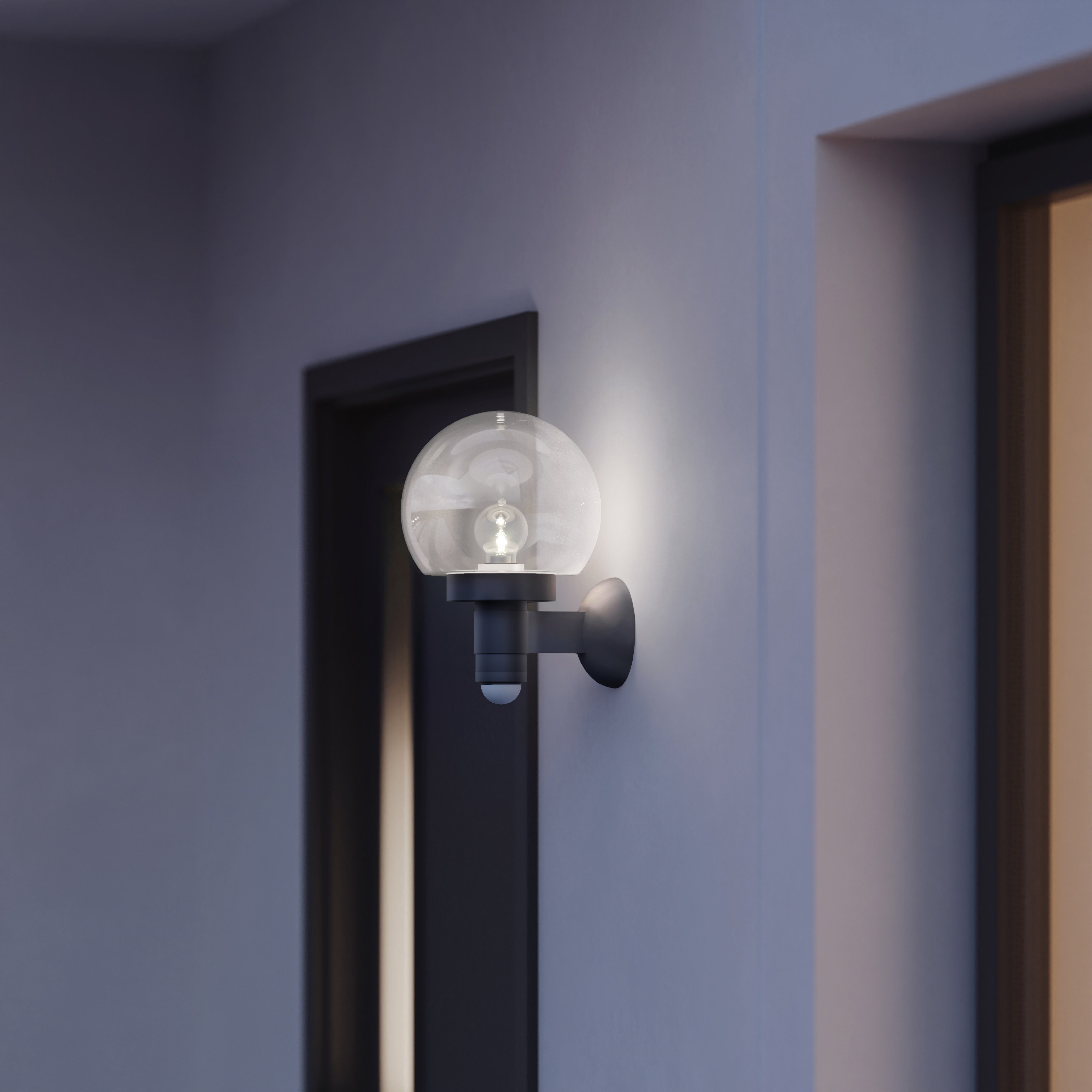 steinel Außen-Wandleuchte L 115 S, ohne Leuchtmittel, 240° Bewegungsmelder, E27, 60W, Dämmerungssensor
