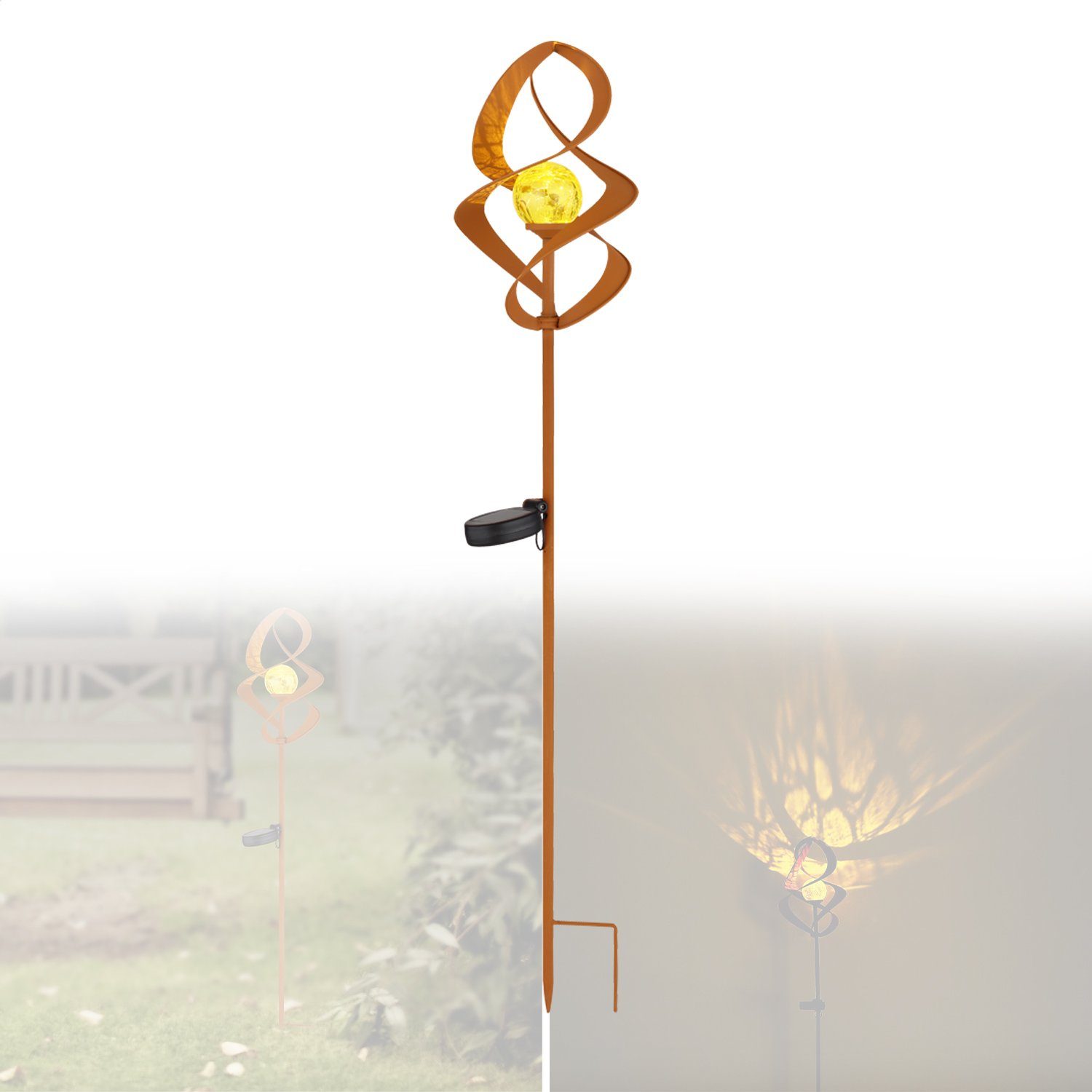 bmfversand LED Solarleuchte Solarleuchte Garten Spirale Rost