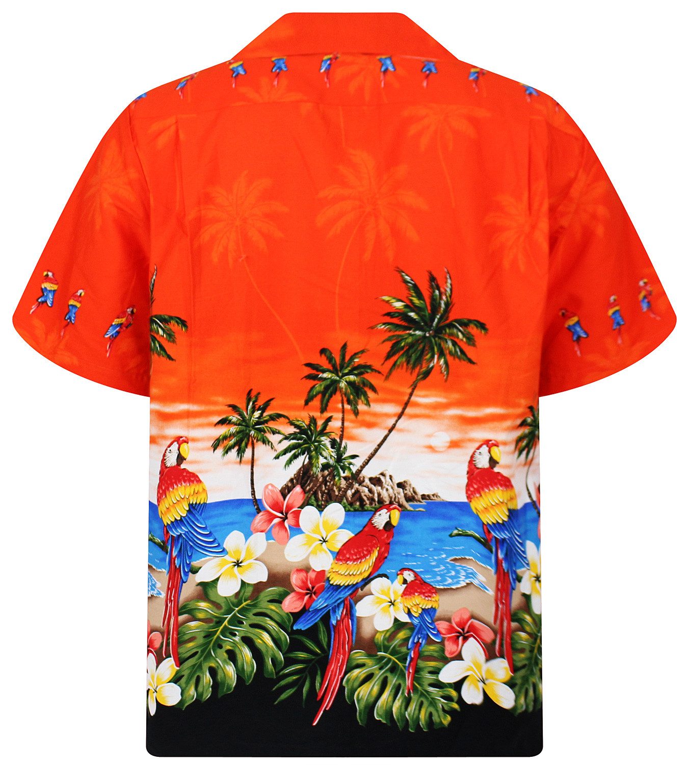 Pacific Legend Hawaiihemd "Papagei mit Schwarz" Herren Kurzarm Kokosknöpfe Original Hawaii