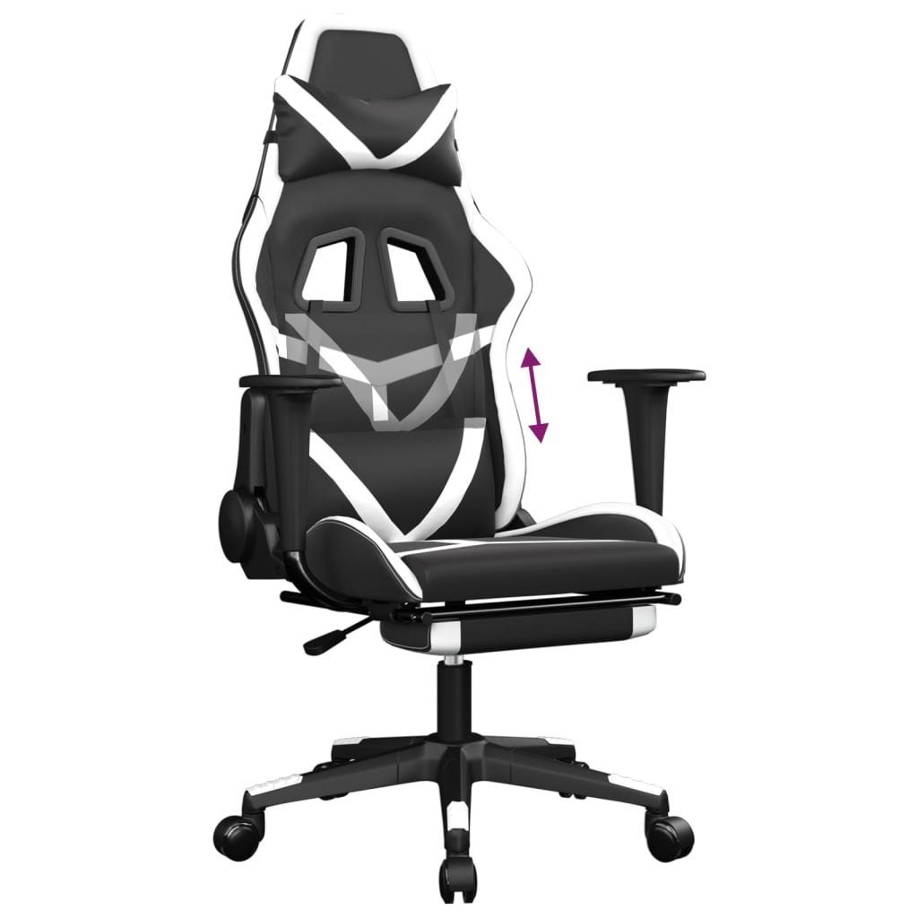 Kunstleder Fußstütze und Schwarz furnicato Gaming-Stuhl (1 mit Weiß St)