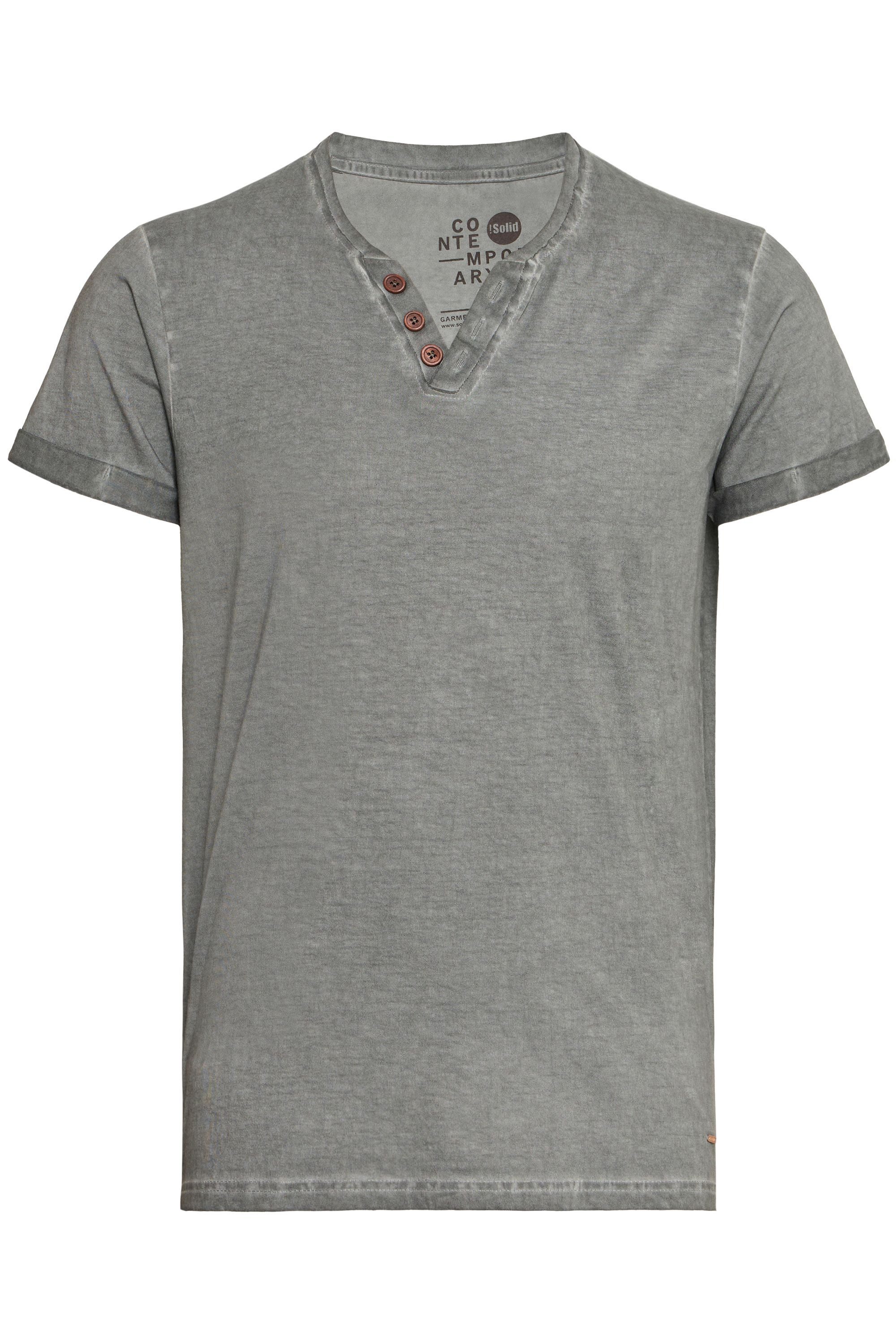 !Solid Rundhalsshirt SDTino Kurzarmshirt mit Knopfleiste günstig online kaufen