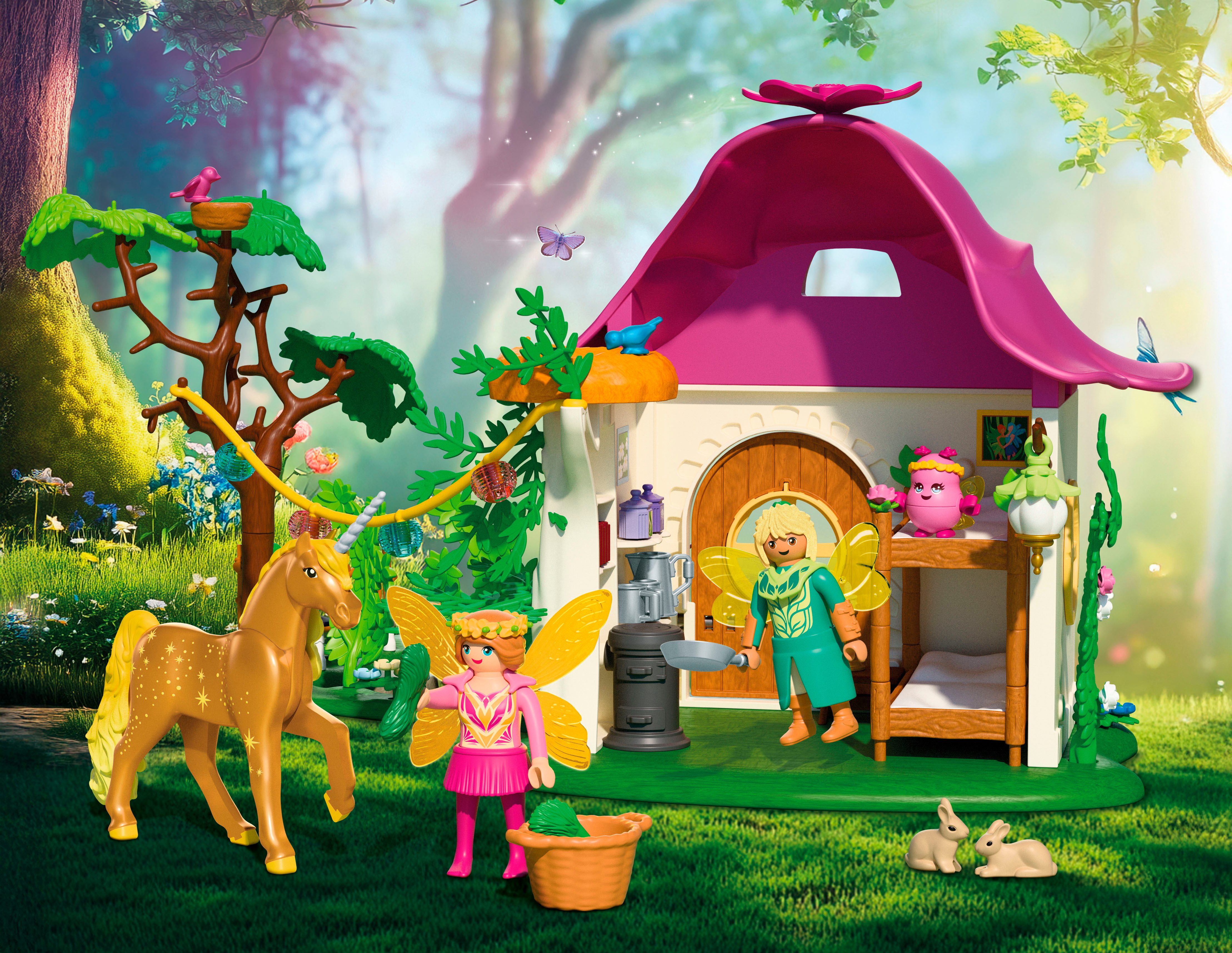 Playmobil® Gemütliches Feenzuhause mit Goldeinhorn und Stall (71838) Konstruktions-Spielset, (178 St), Princess Magic, Made in Germany – Bild 5 von 5