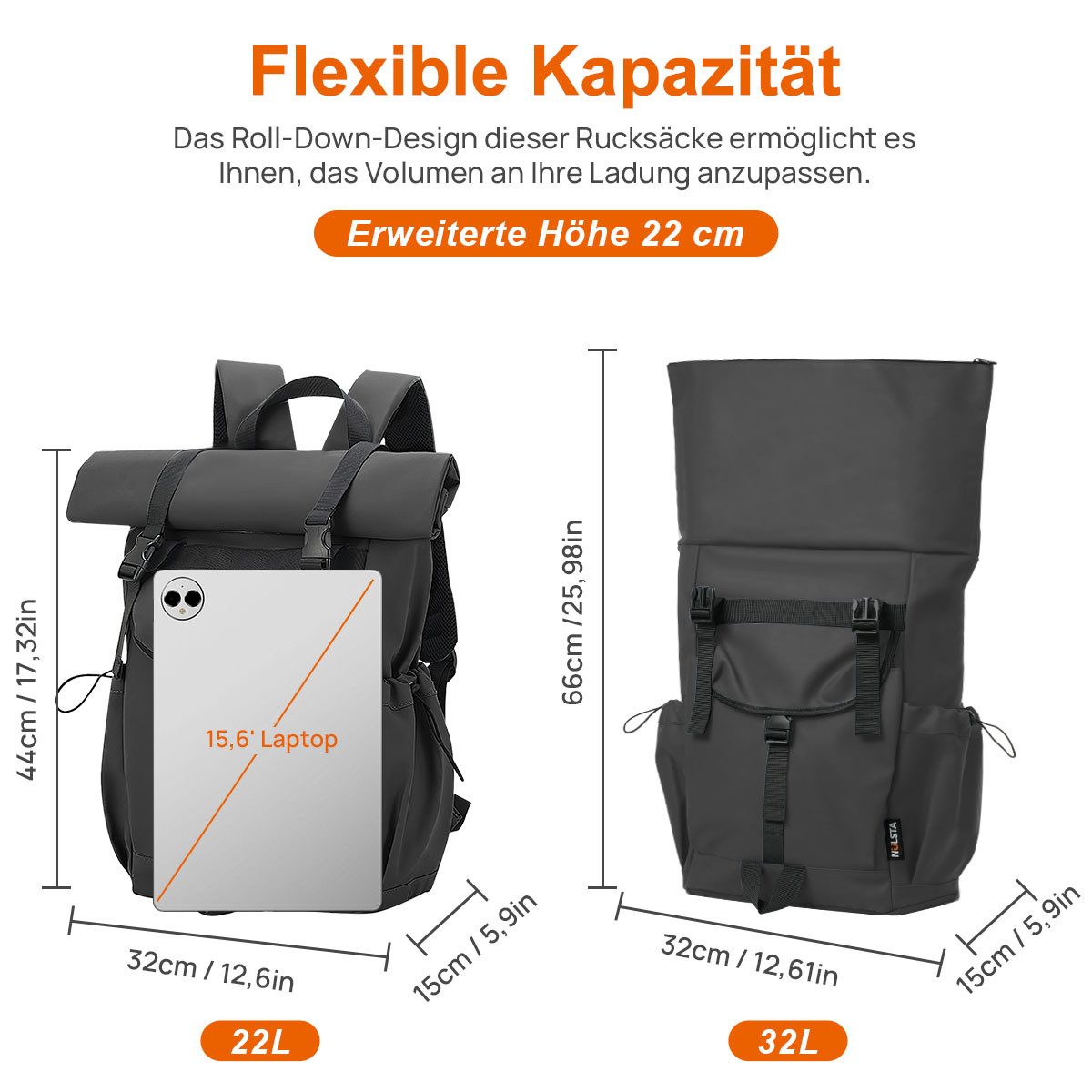 NULSTA Freizeitrucksack Rolltop Rucksack Wasserdicht Rucksack günstig online kaufen