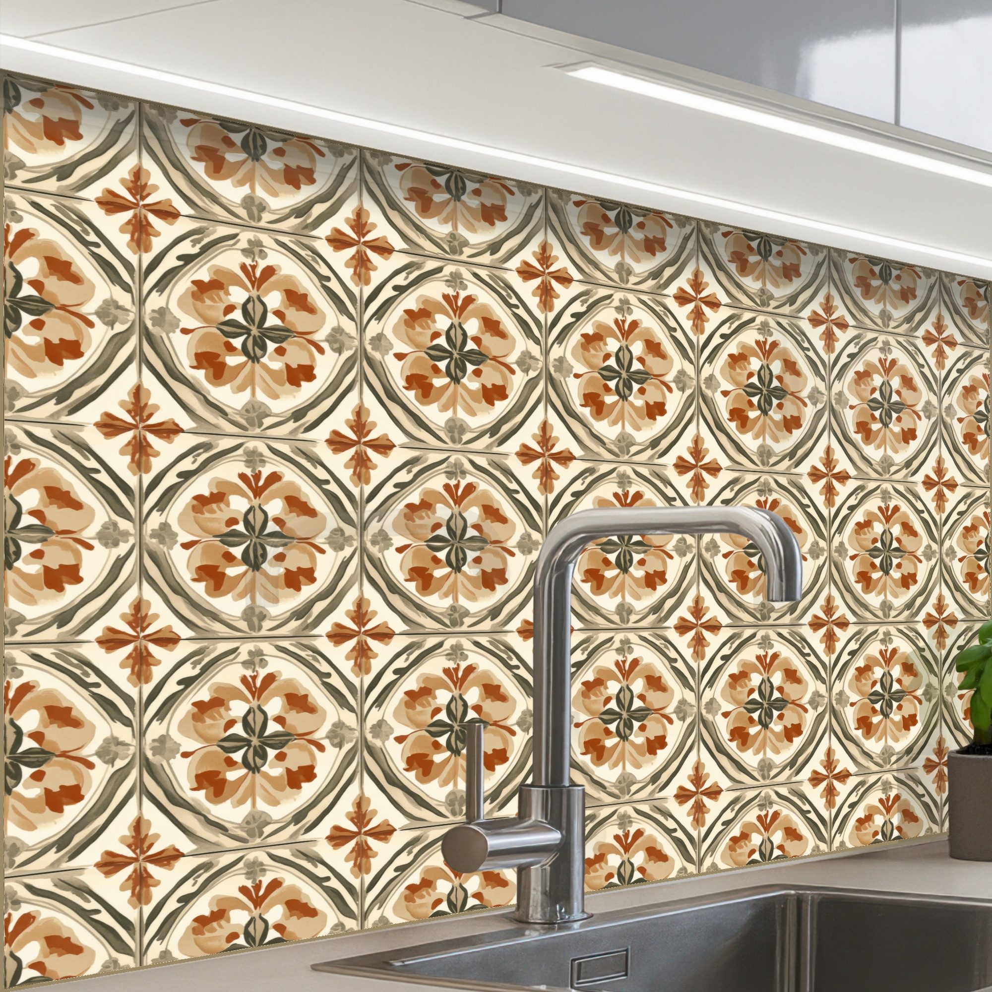 KitchenYeah Küchenrückwand Muster selbstklebend (keine Folie) Elegant - antik - farbenfroh, (1-tlg), Spritzschutz, Küche, Rückwand, Küchenwand, Küchenfront, 30x20 cm
