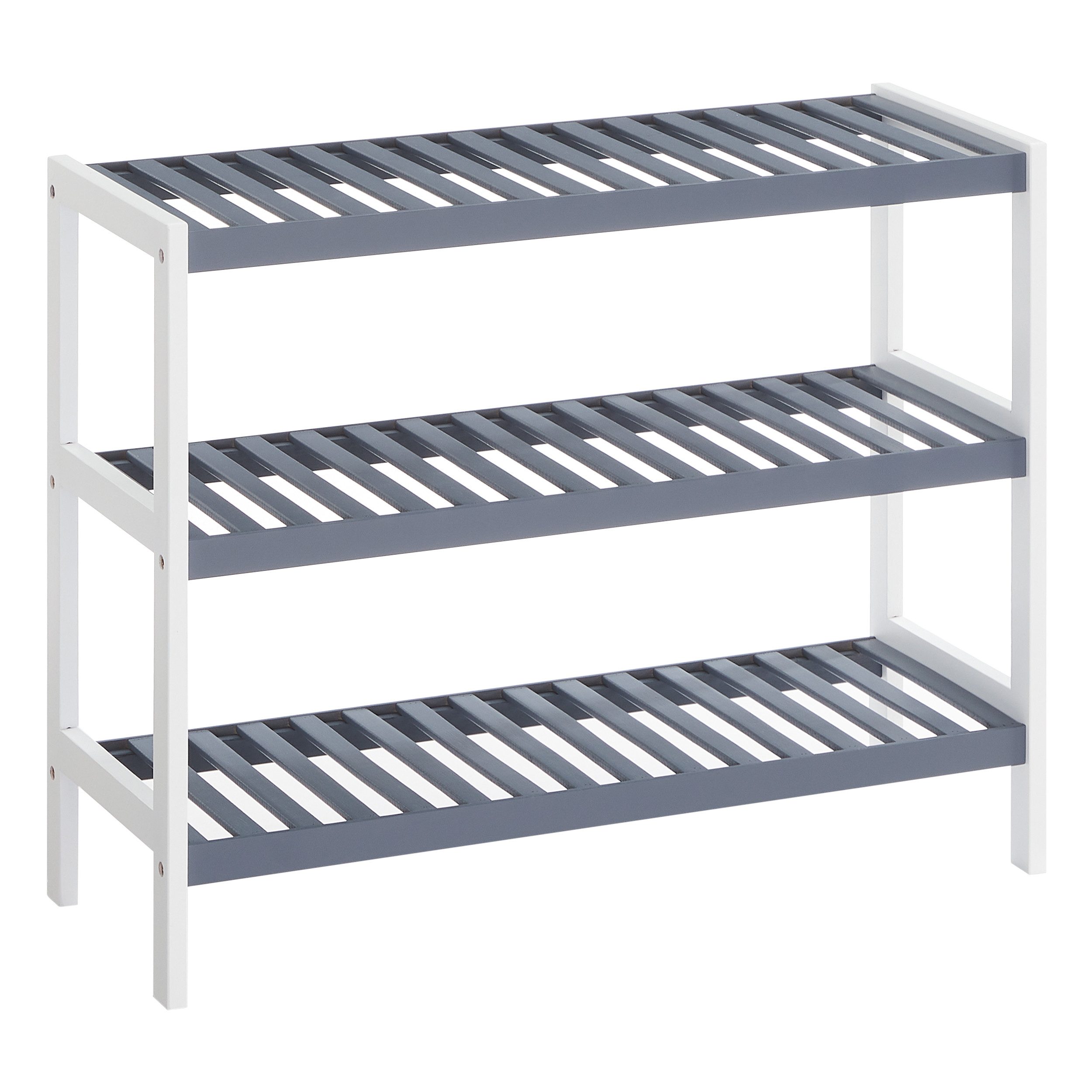 SONGMICS Schuhregal Schuhablage, Schuh-Organizer, für Wohnzimmer, Schlafzimmer, Badezimmer, Bambus, 3 Ebenen, Regal für Schuhe, Pflanzen, Bücher, 26 x 70 x 55 cm