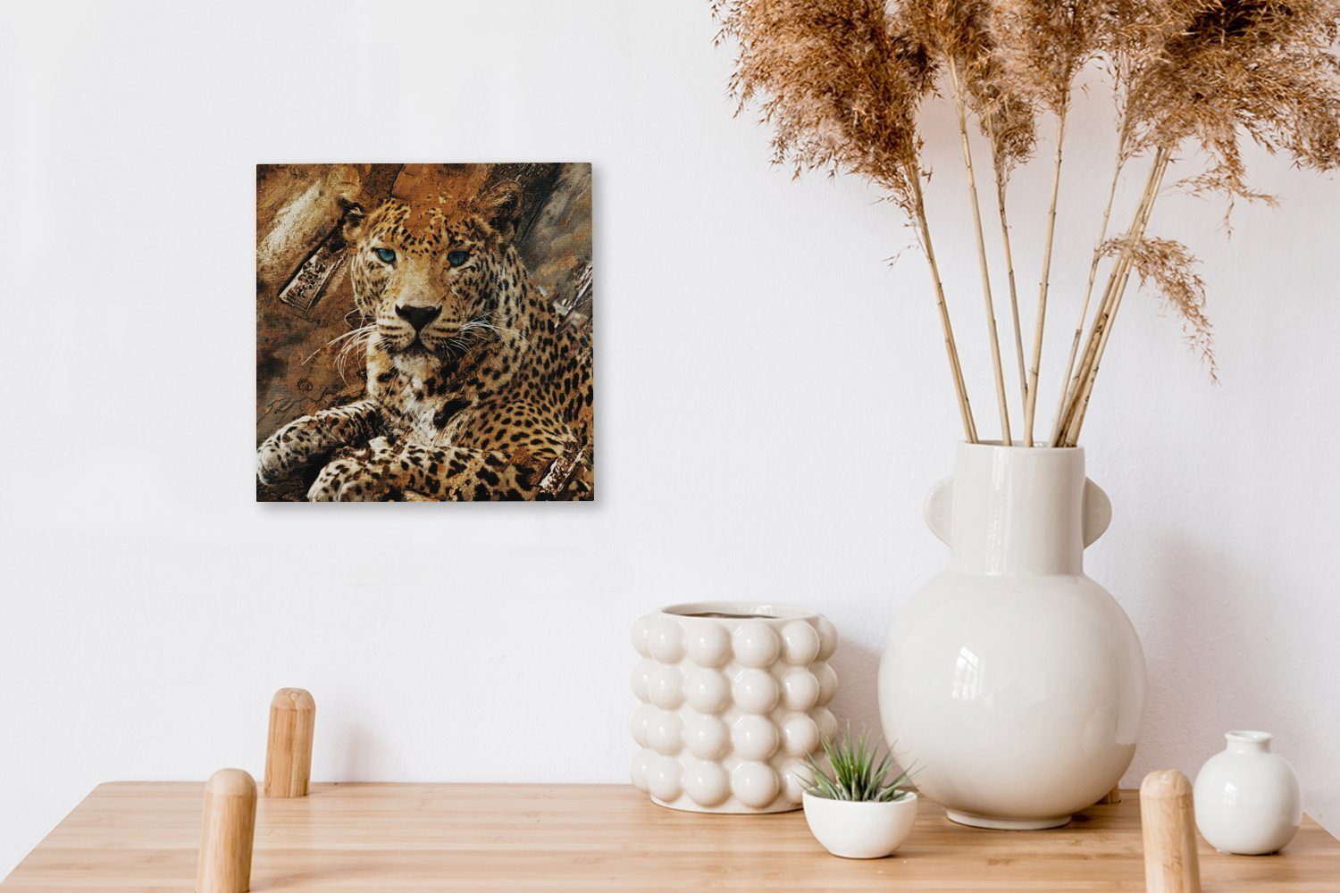 Bilder Leopard Leinwand St), Tiere Wohnzimmer Wild, (1 - Schlafzimmer OneMillionCanvasses® für - Leinwandbild