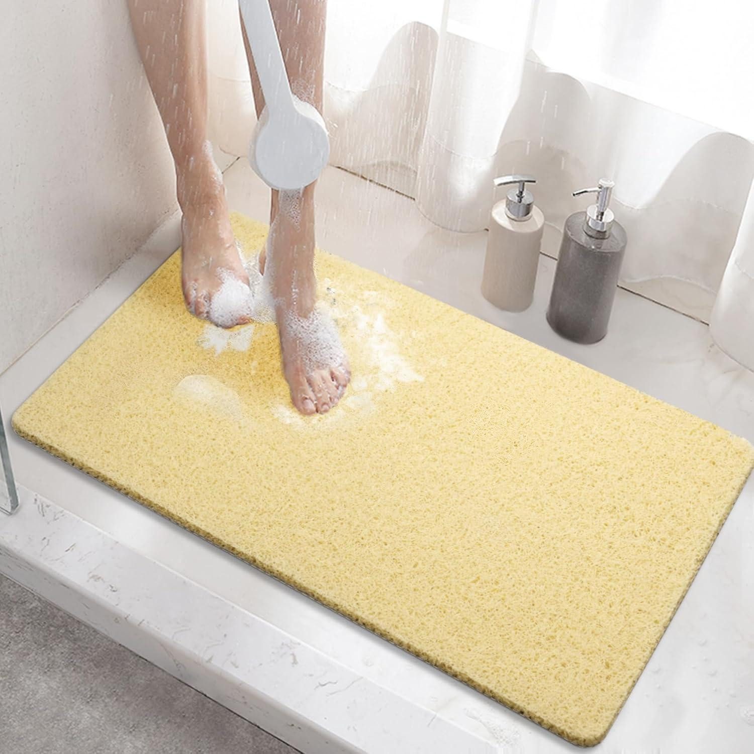 LuxusKollektion Duschmatte Duschmatte rutschfest Ablauf PVC Luffa Beige 60 x 40 cm Rechteckig