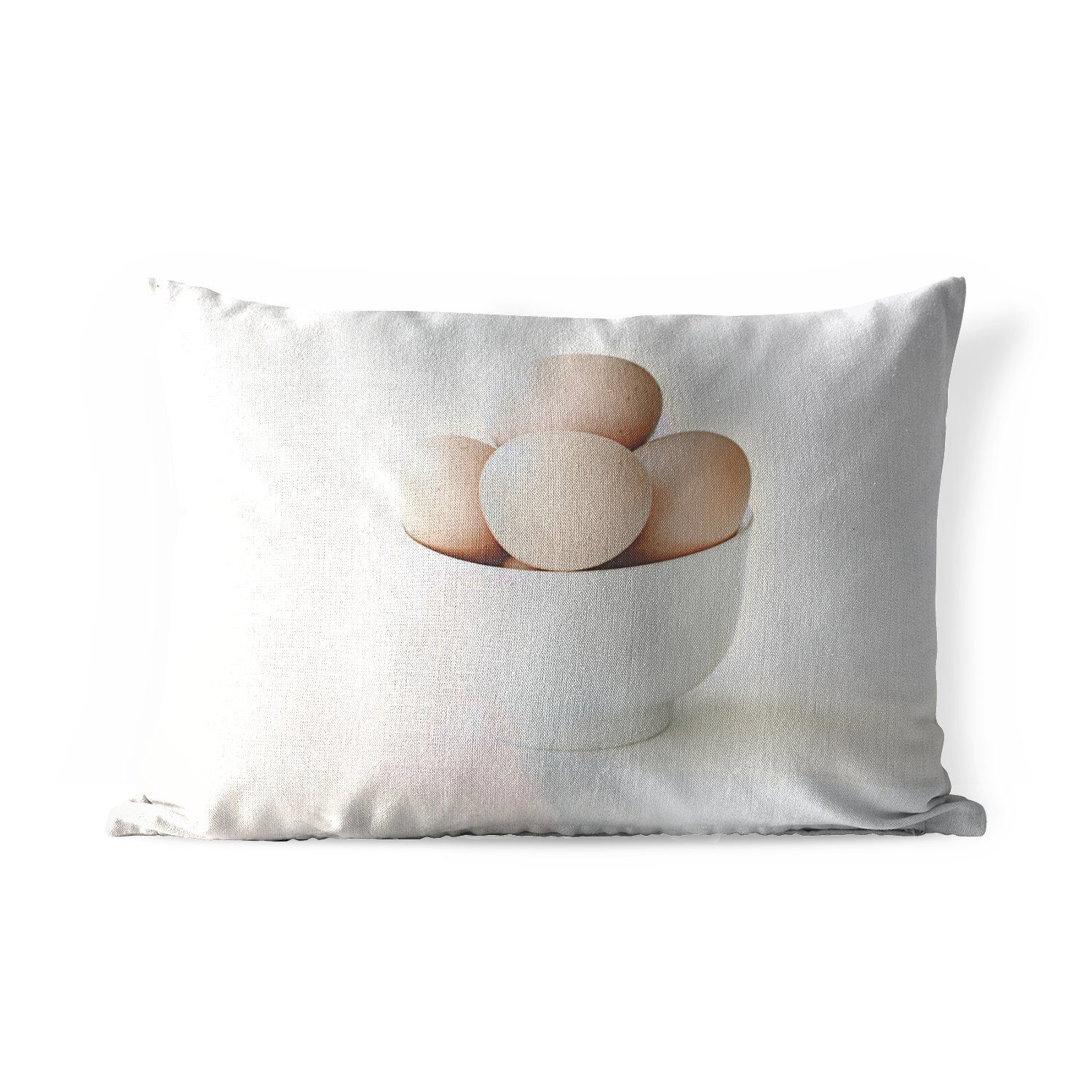MuchoWow Dekokissen Eier in Dekokissenbezug, Schüssel, Kissenhülle einer Outdoor-Dekorationskissen, Polyester