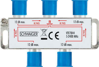 Schwaiger SAT-Verteiler VTF8844 241 (verteilt ein Signal auf vier Teilnehmer), für Kabel-, Antennen- und Satellitenanlagen
