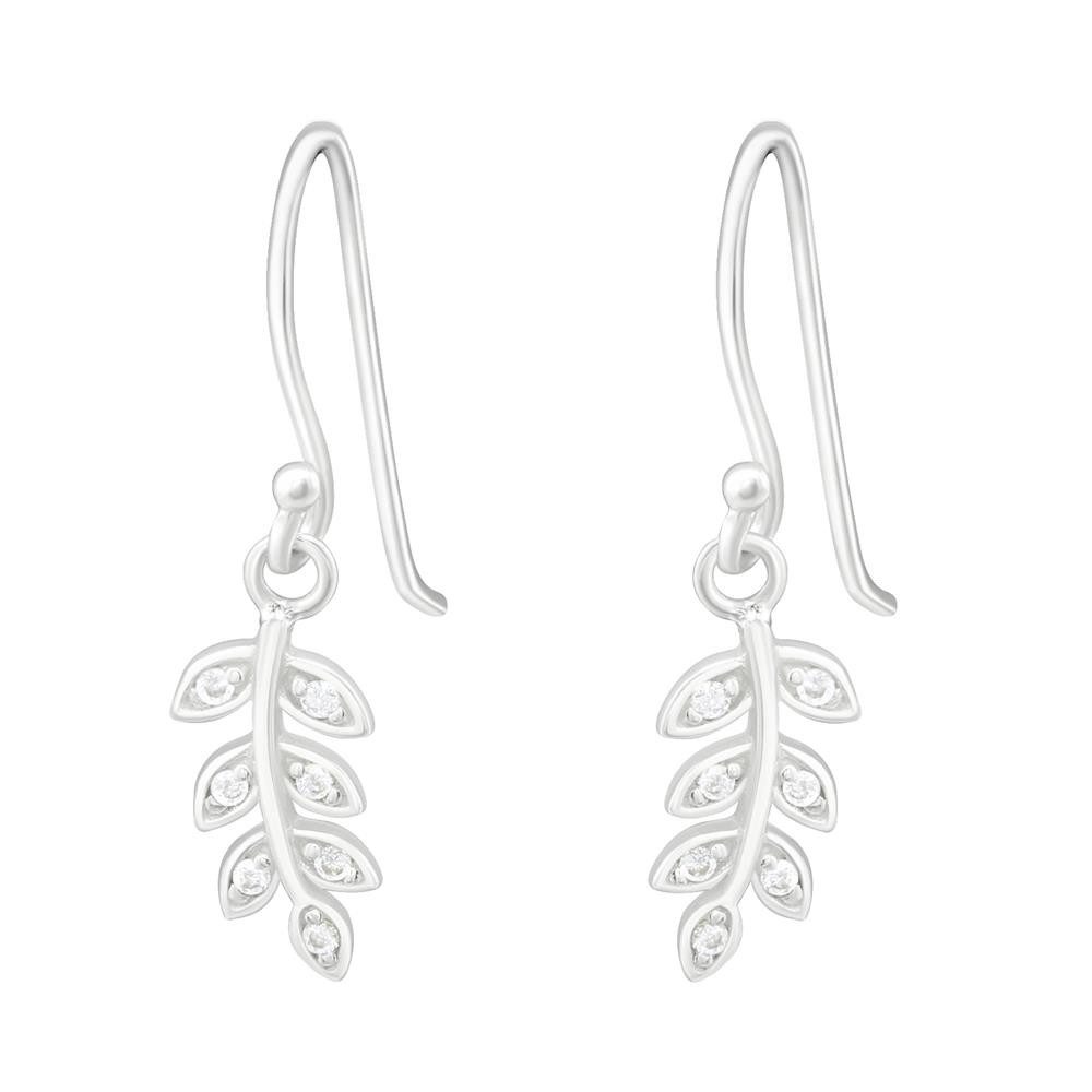 Ohrring-Set Ohrhänger Blätter mit Kristall aus .925 Silber Damen