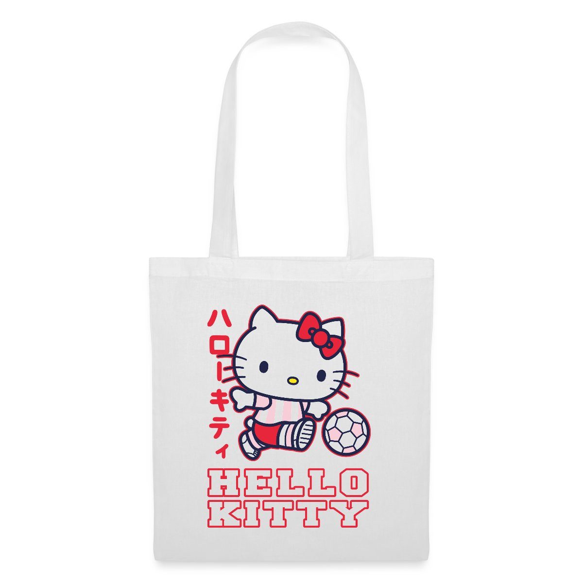 Spreadshirt Henkeltasche Hello Kitty Spielt Fussball Sport Stoffbeutel (1-tlg)