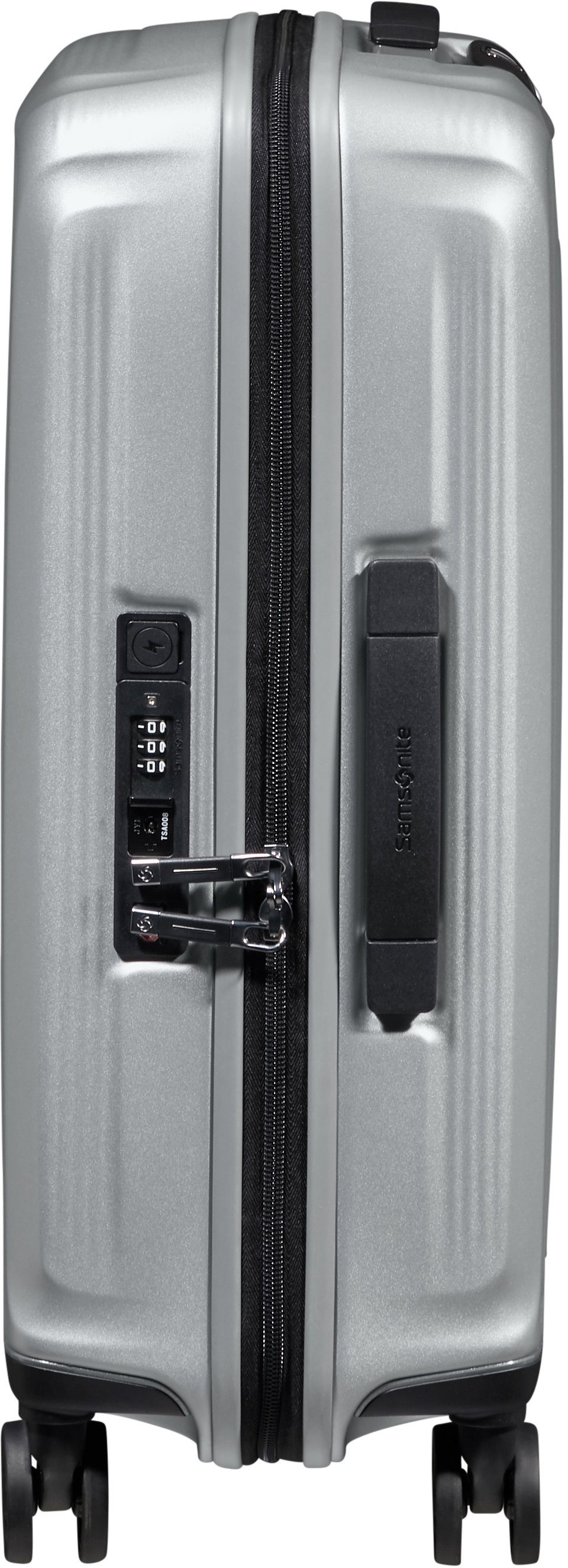 Silver Rollen, cm, 55 USB-Schleuse Volumenerweiterung Nuon, 4 Samsonite mit Hartschalen-Trolley und Matt