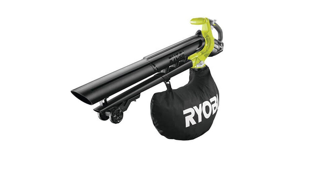 Ryobi Akku-Laubbläser Akku-Laubbläser & Laubsauger ONE+ 18 V, inkl Laubfangsack, ohne Akku &, (Enthält Laubfangsack, Schultergurt und Führungsrollen), bis 201 km, h, inkl. Auffangsack