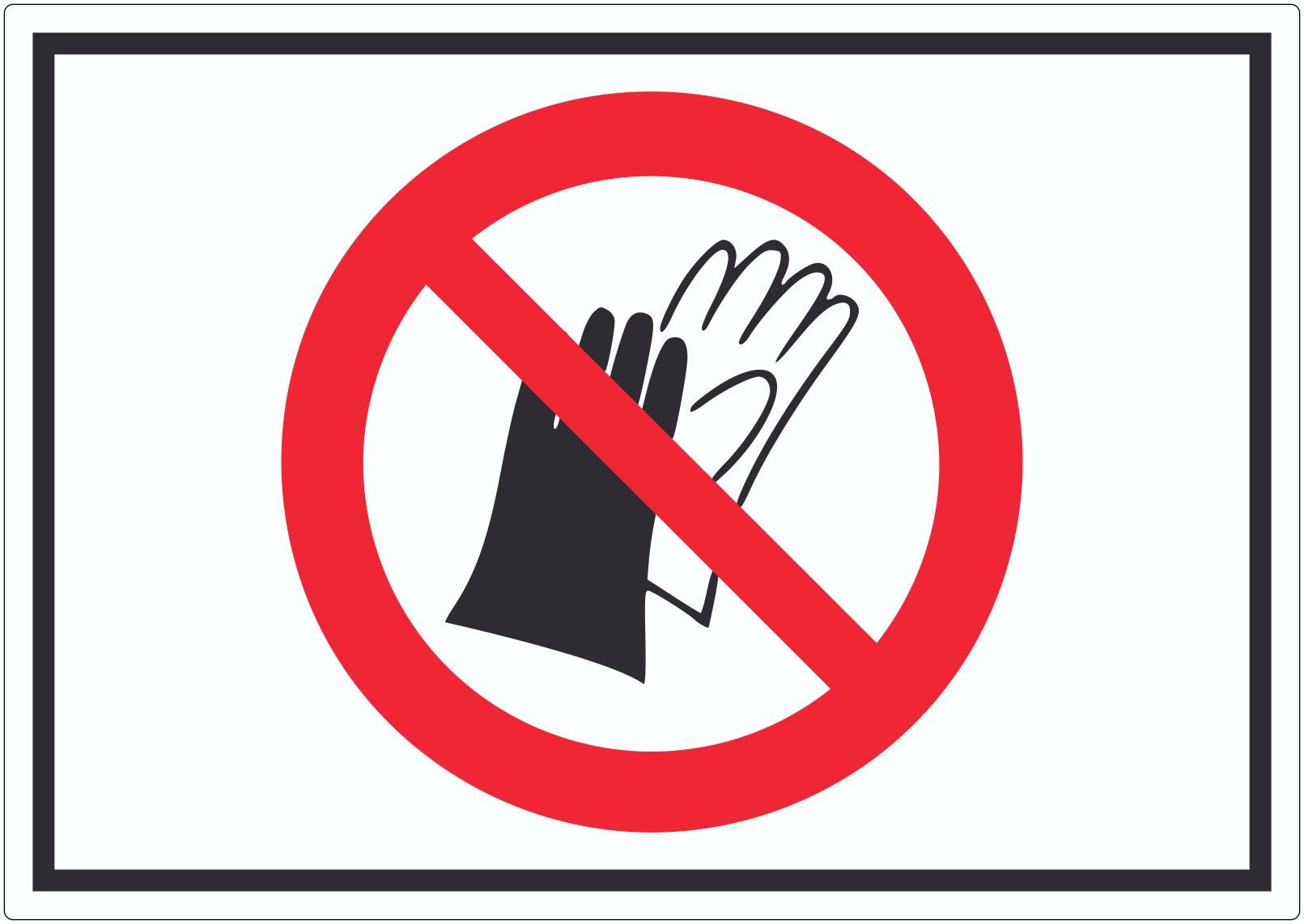 HB-Druck Aufkleber Handschuhe verboten Symbol Aufkleber, wetterfest, UV-beständig, kratzfest