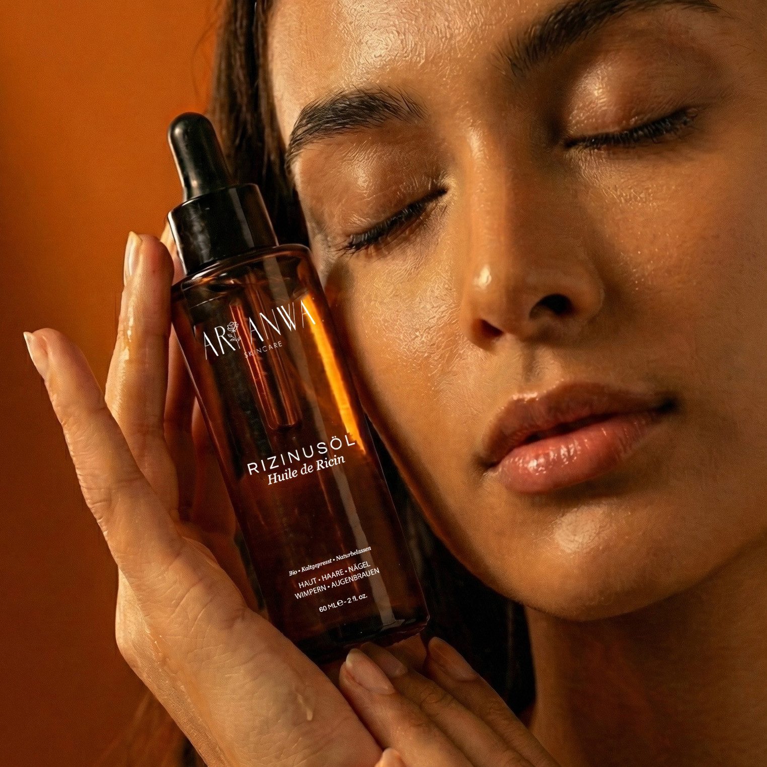 ARI ANWA Skincare Gesichtsöl Reines Bio Rizinusöl - Inkl. Wimpern- & Augenbrauenbürste, Bio, Kaltgepresst, Inkl. Lash & Brow Kit + Präzisionsbürste & Pipette