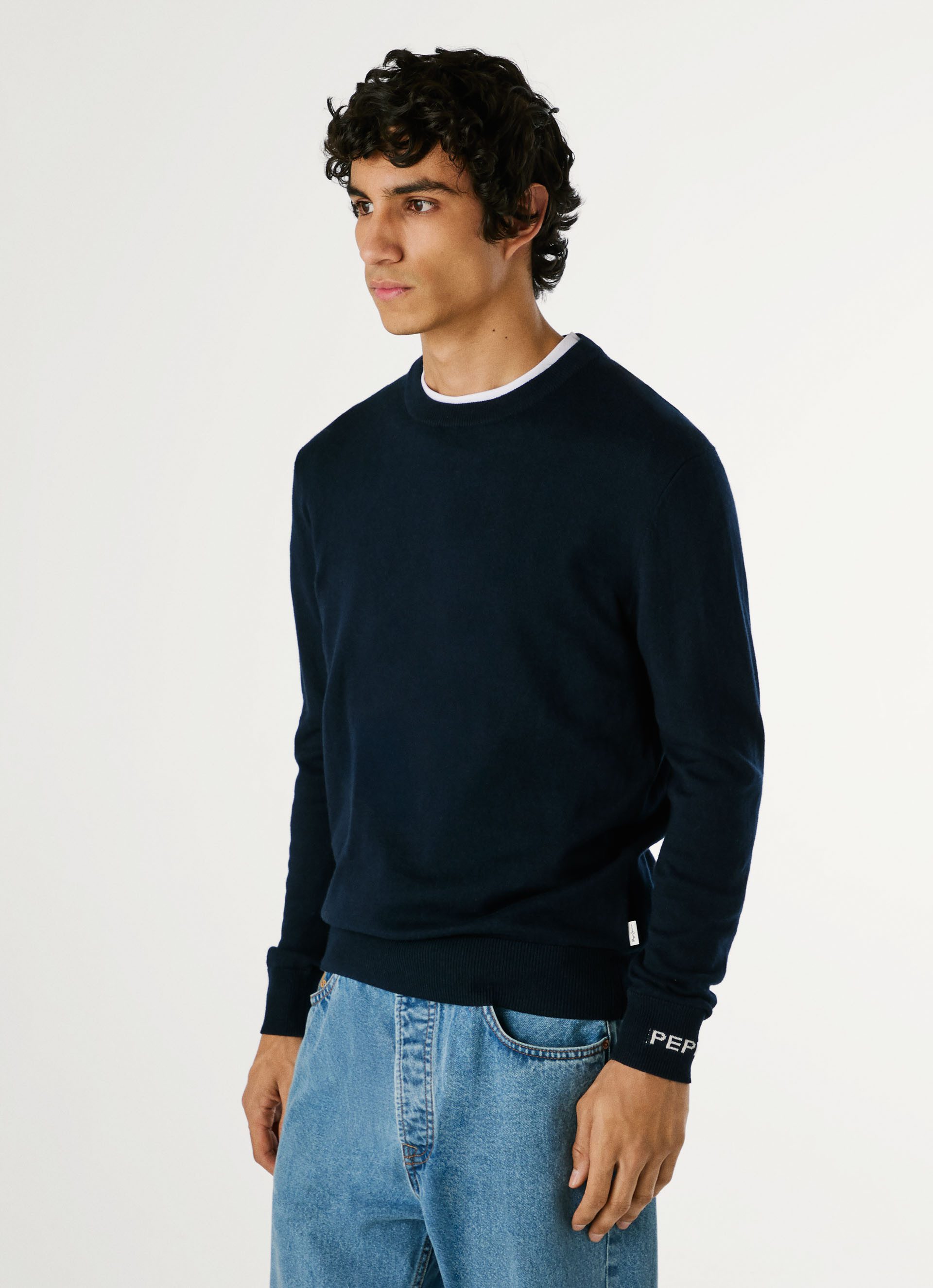 Pepe Jeans Strickpullover ANDRE CREW NECK mit Rundhals, Logo-Jacquard günstig online kaufen