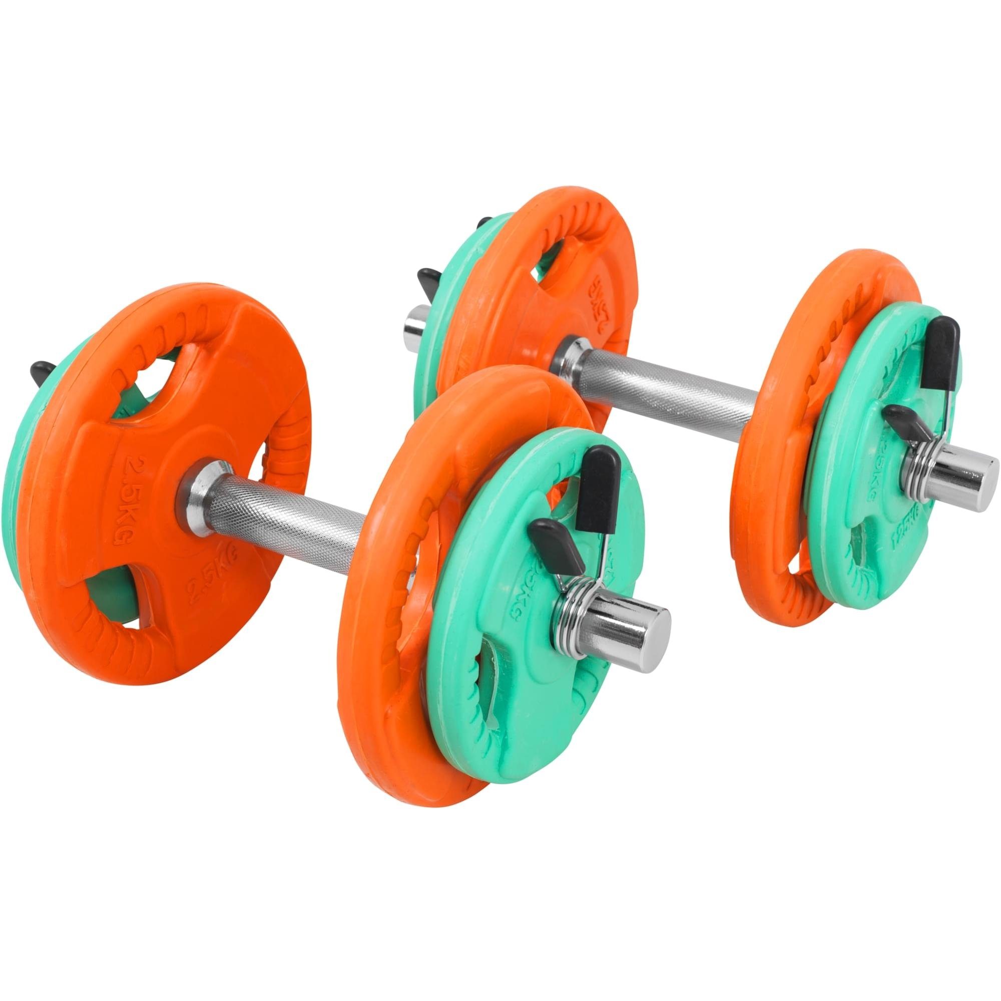 GORILLA SPORTS Kurzhantel 4x2,5kg Gusseisen, 20kg - Gewichte 4x1,25kg / Federverschluss 30mm, Kurzhantelset