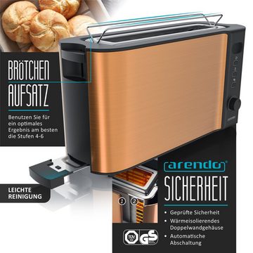 Arendo Frühstücks-Set (3-tlg), Wasserkocher 1,7l / 2-Scheiben Toaster / Eierkocher, Edelstahl, Kupfer