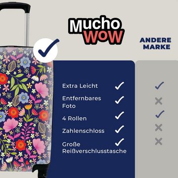 MuchoWow Handgepäckkoffer Blumen - Farben - Muster, 4 Rollen, Reisetasche mit rollen, Handgepäck für Ferien, Trolley, Reisekoffer