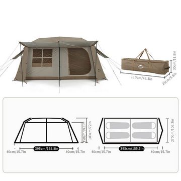 Naturehike Dachzelt Familienzelt, Pop-Up Tunnelzelt für 4-6 Personen, 3,95*2,7*1,83 m, Personen: 4 (1 tlg), Ideal für Camping & Outdoor, eingebautes Licht