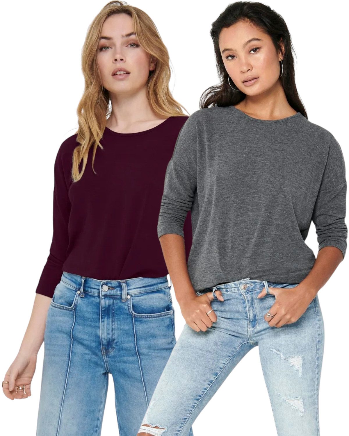 ONLY 3/4 Arm-Pullover (Set, 2er-Pack) Locker geschnitten günstig online kaufen