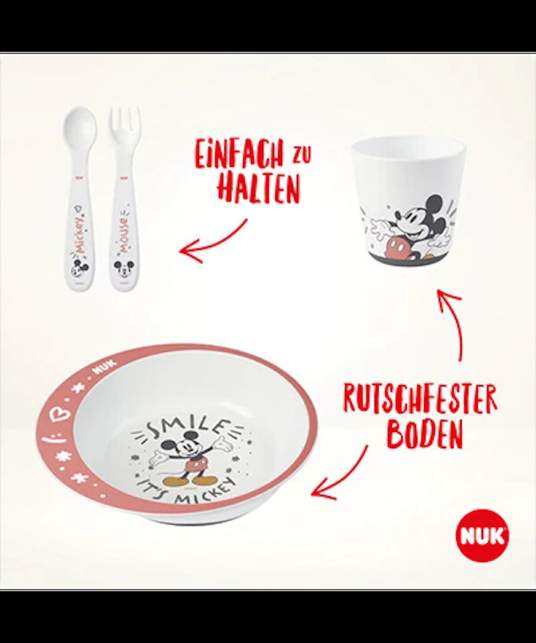 NUK Kindergeschirr-Set NUK Disney Geschirrset, Teller, Gabel, Löffel und Becher (1-tlg) – Bild 2 von 3