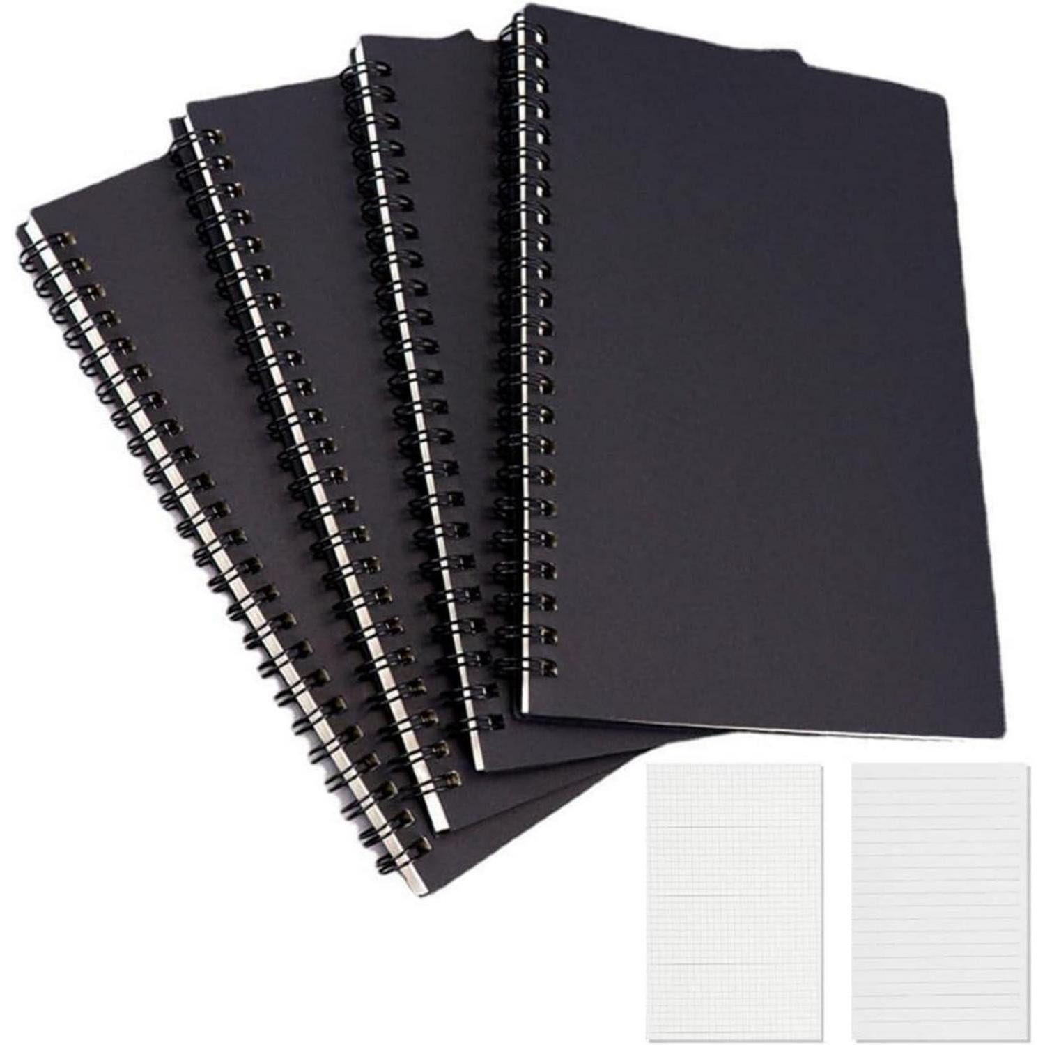 LuxusKollektion Notizheft A5 Spiral-Notizbuch 4er-Pack liniert/kariert