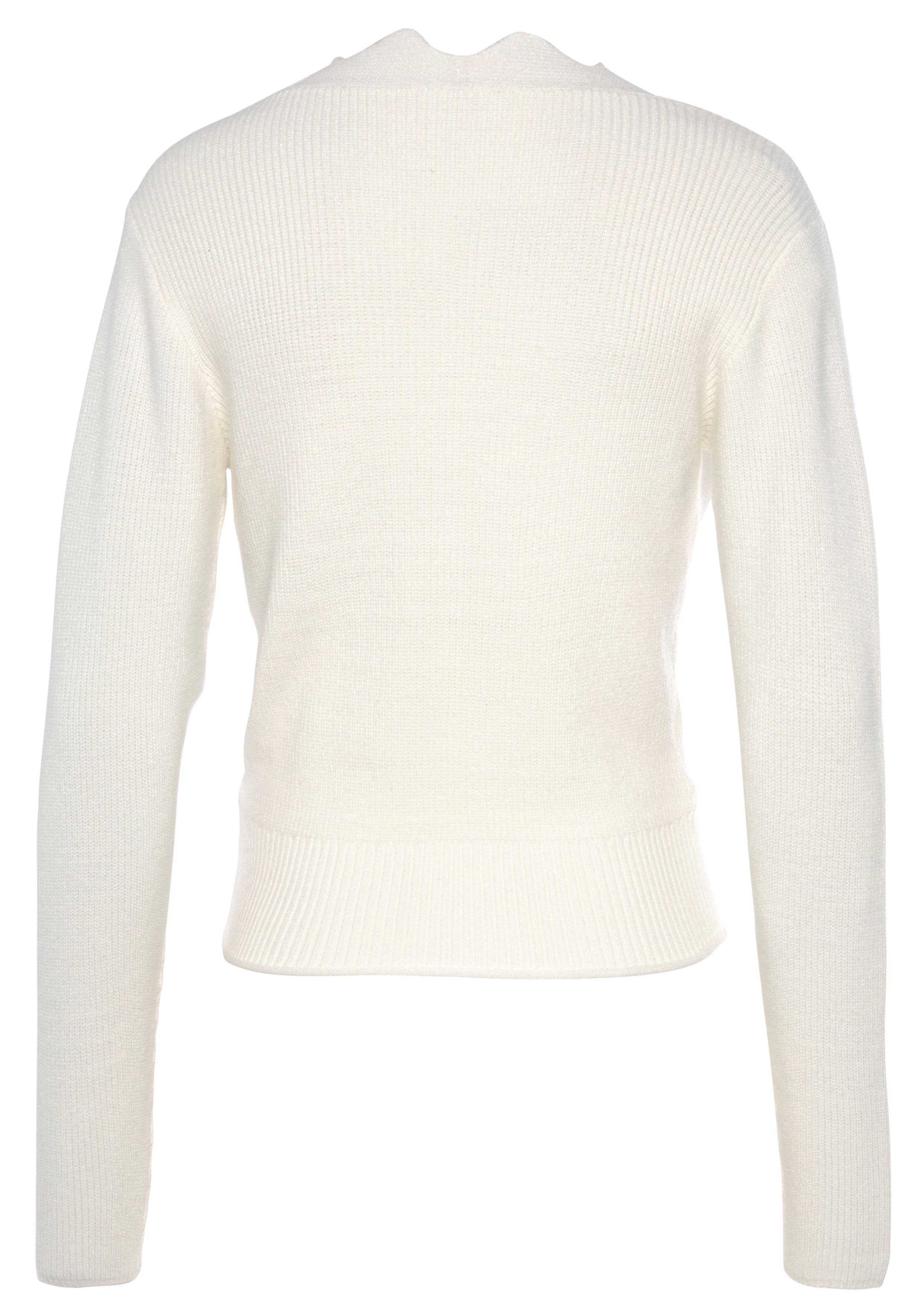 LASCANA Strickpullover mit Wellenkante und Wickeloptik modischer Damenpullover mit besonderem Ausschnitt, weicher Strick – Bild 4 von 5