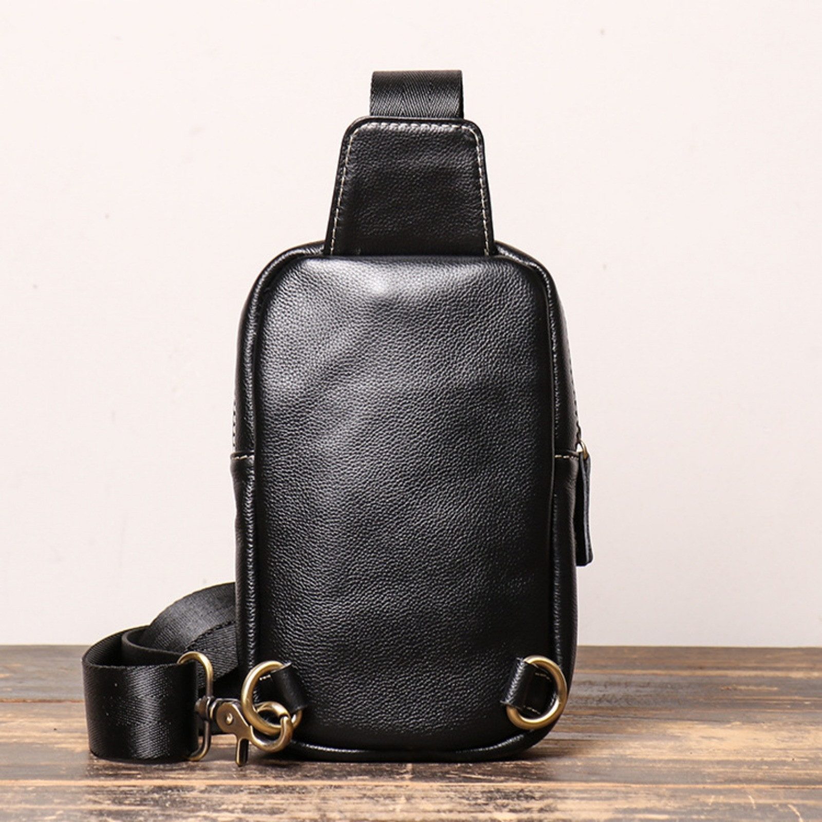 YUBRO-STUDIO Messenger Bag Herren Leder Umhängetasche Brusttasche Crossbody günstig online kaufen