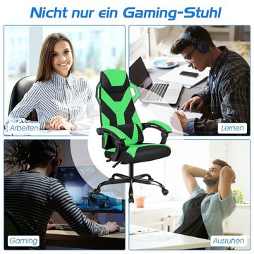 COSTWAY Gaming Chair, 90°-135° kippbare Rückenlehne, verstellbare Armlehne