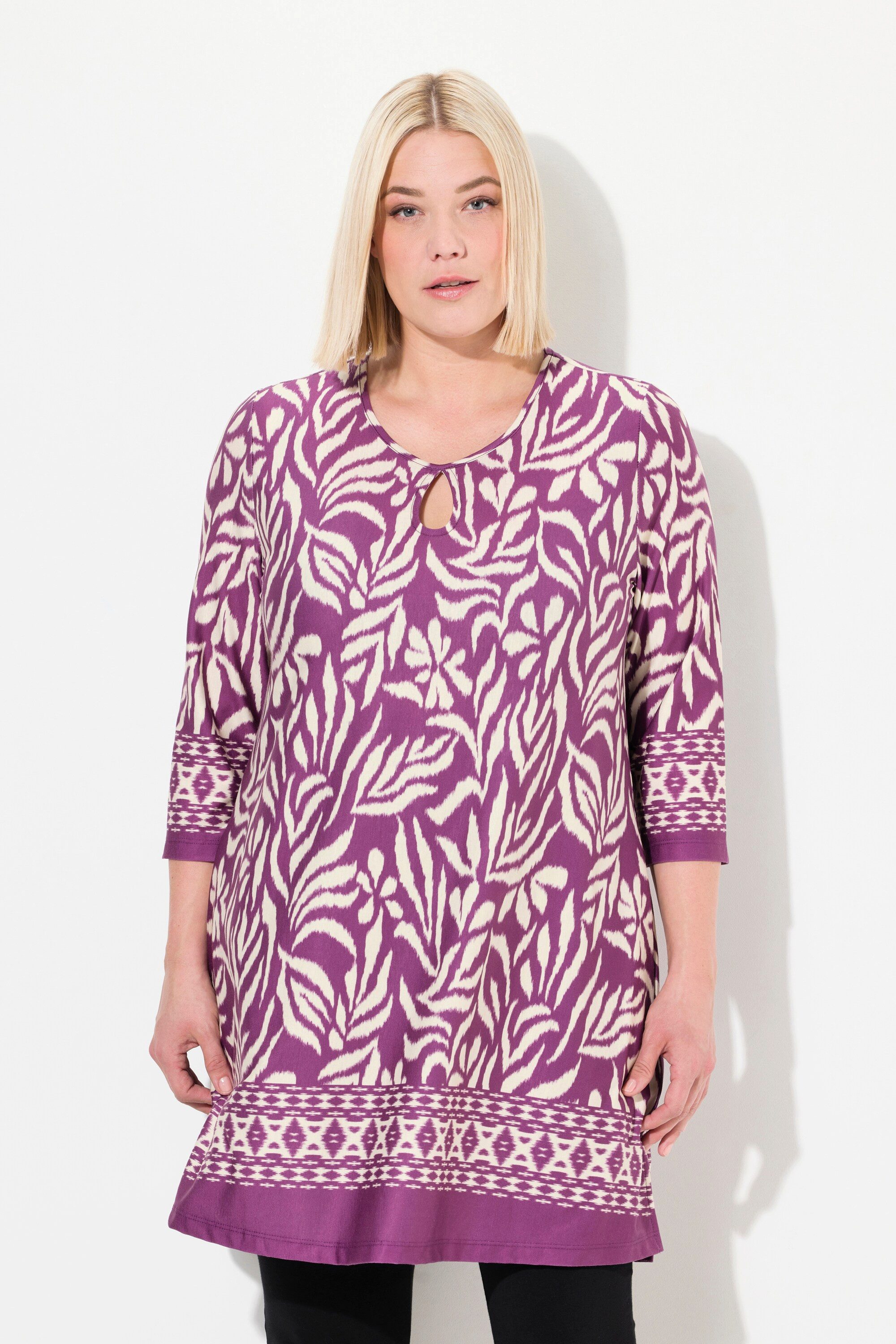 Ulla Popken Longshirt Longshirt A-Linie florales günstig online kaufen