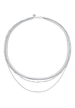 Elli Premium Ketten-Set Elli PREMIUM Halskette Layer 3-reihig Flach Rund Kugelkette 925 Silber