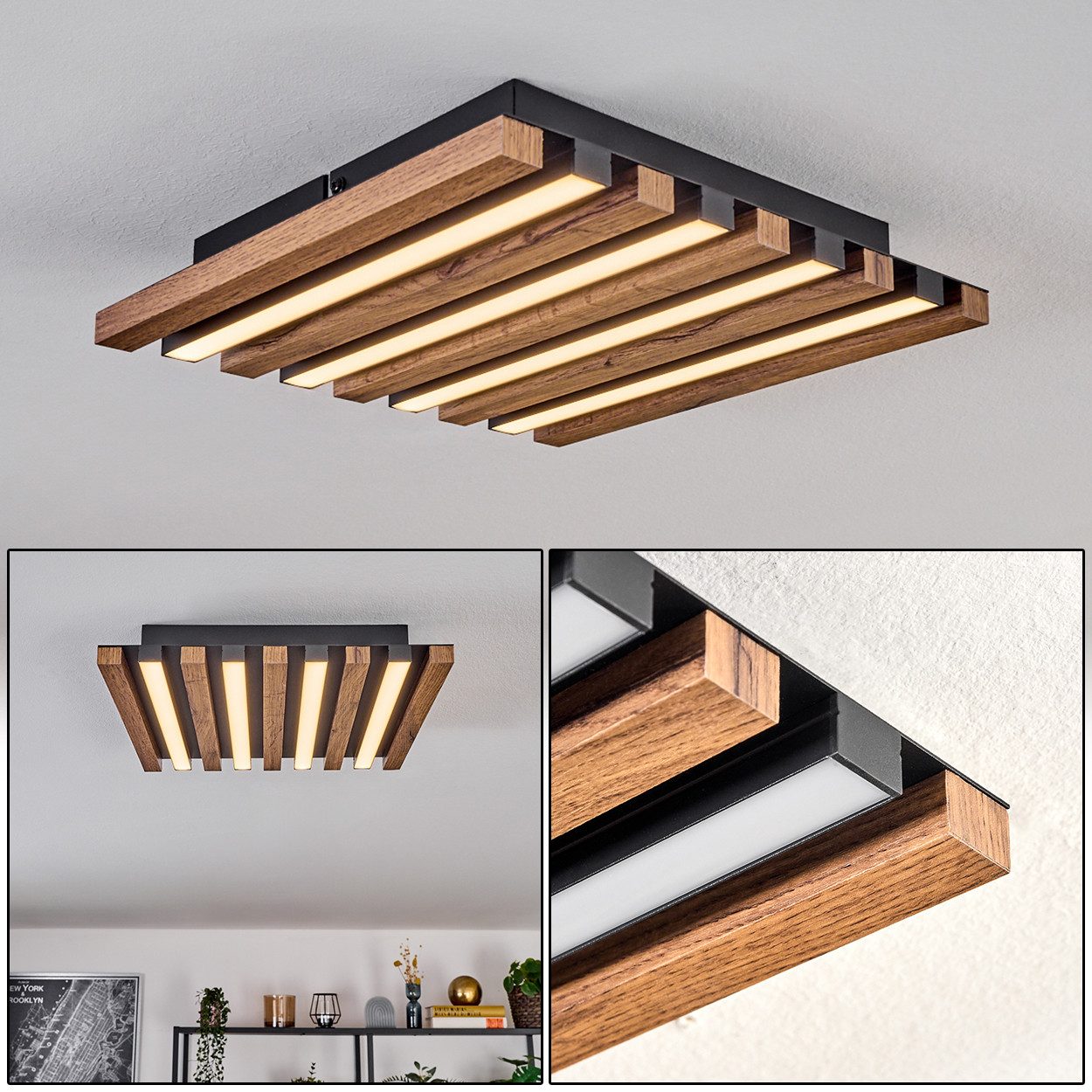 hofstein Deckenleuchte Deckenpanel aus Metall/MDF/Kunststoff in günstig online kaufen