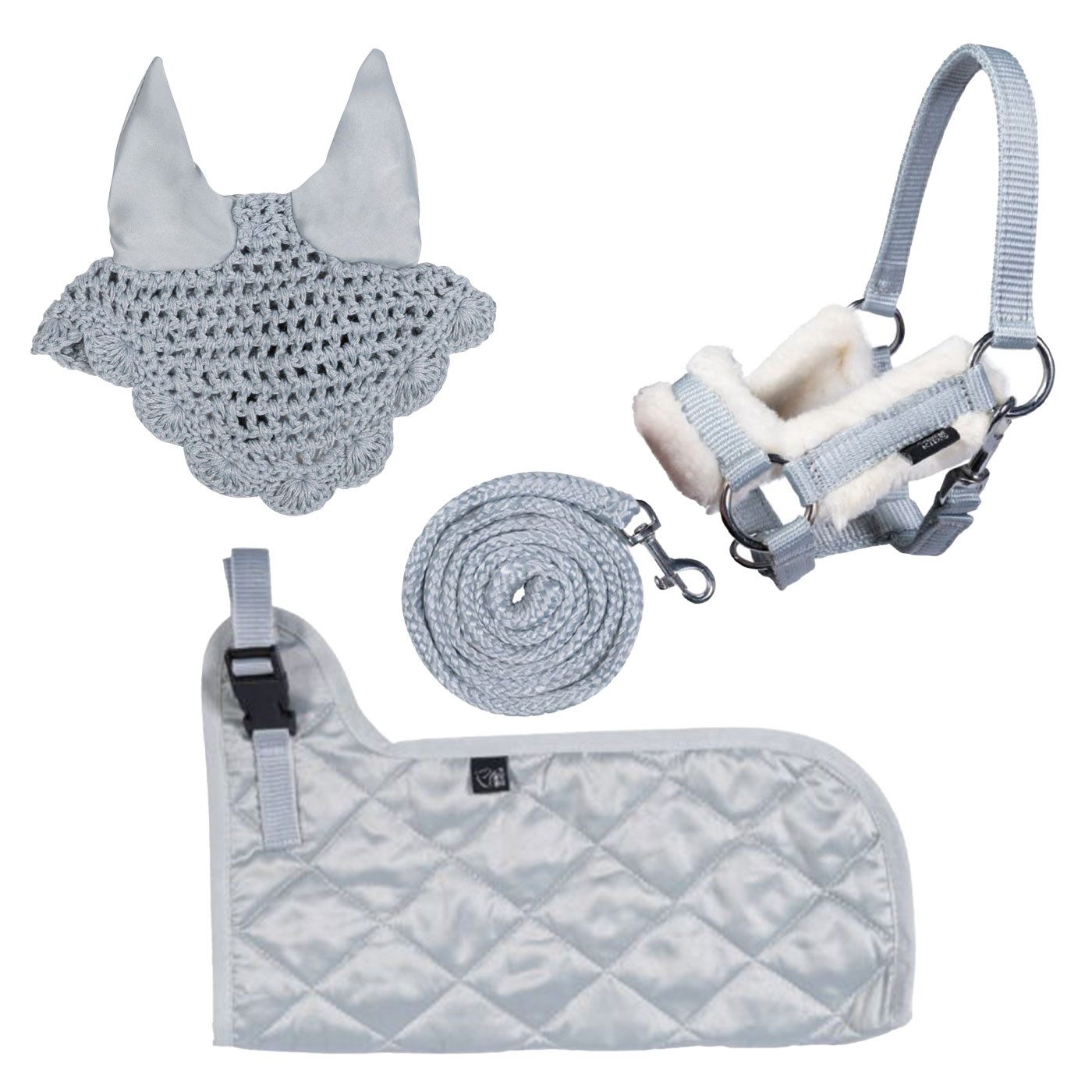 HKM Steckenpferd Hobby Horse Set - Halfter, Strick, Decke, Fliegenhaube, GRATIS Stirnriemen mit Strasssteinen