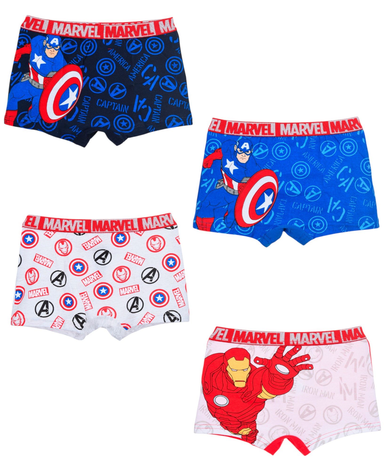 The AVENGERS Боксерские мужские трусы, боксерки Marvel - Captain America & Iron Man (4-St) Jungen Боксерские мужские трусы, боксерки Unterhose Gr. 104 - 140 cm