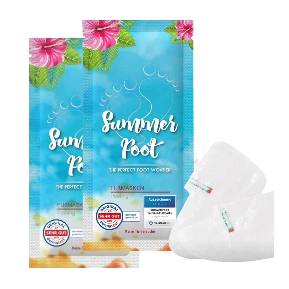 Summer Foot Fußmaske für Frauen - dermatologisch getestet, 2-tlg., Ohne aggressive Säuren wie Salicylsäure