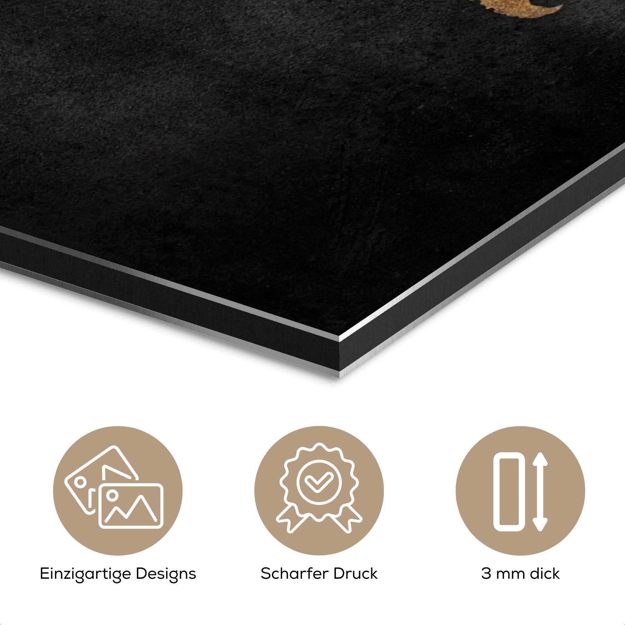 MuchoWow Metallbild Weltkarte - Gold - günstig online kaufen