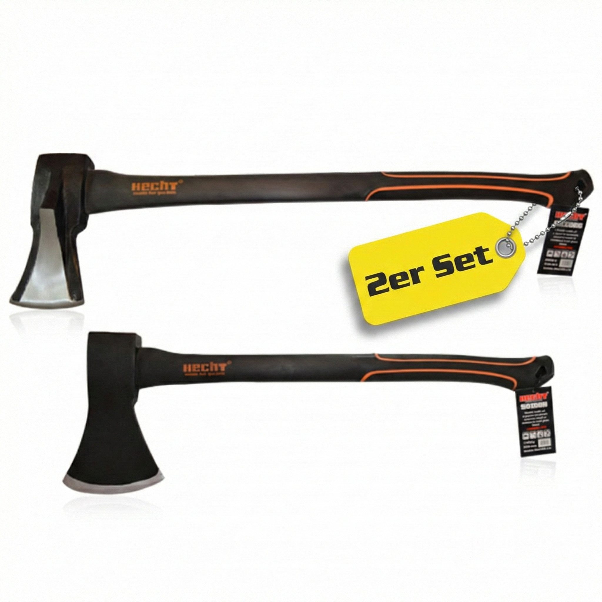 Hecht Axt 55 cm Axt 63 cm Spaltaxt Axt, (2-St), Fiberglaskern, mit Gummischutzlippe