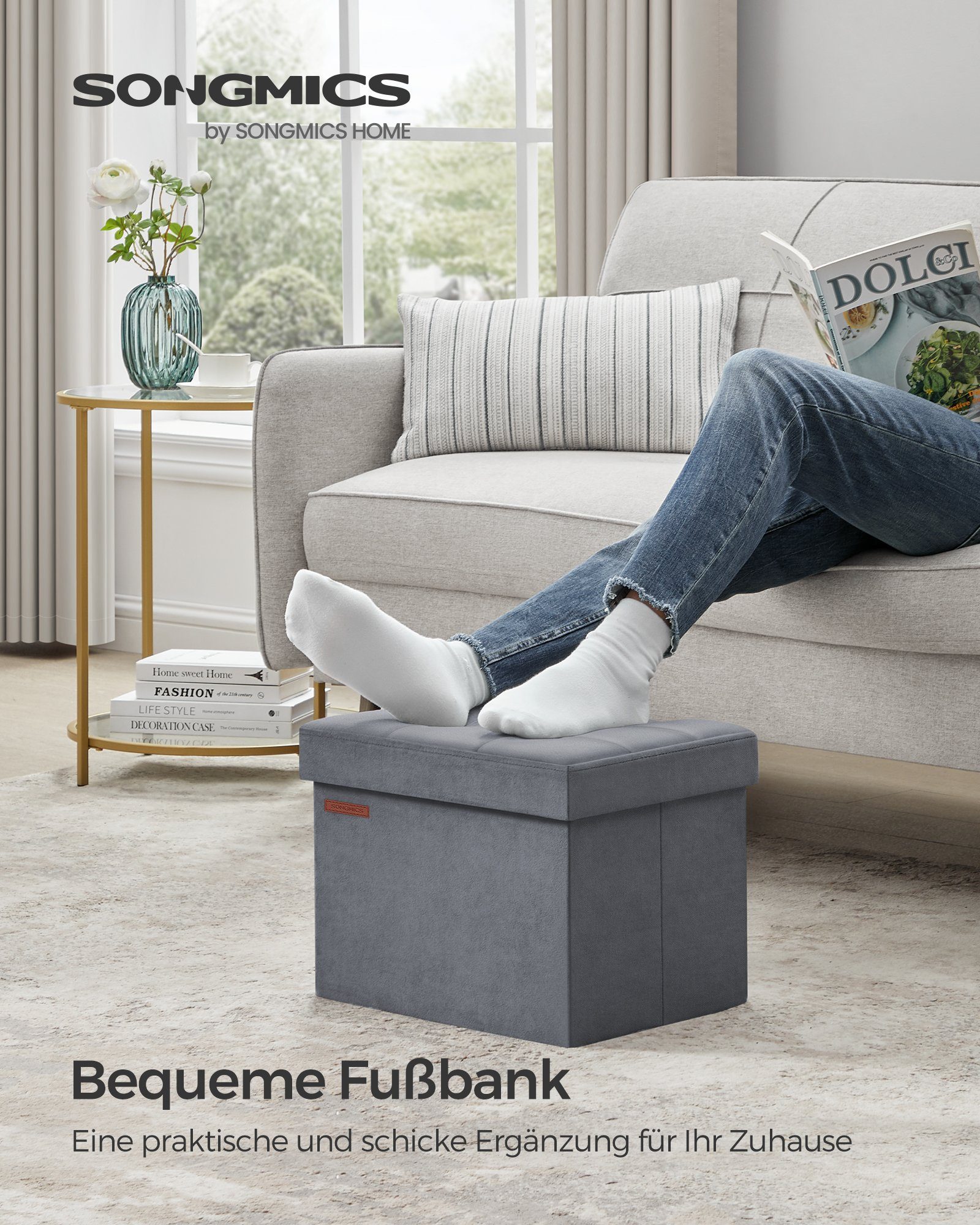 SONGMICS Sitzhocker sitzbank, Aufbewahrungsbox mit Deckel, günstig online kaufen