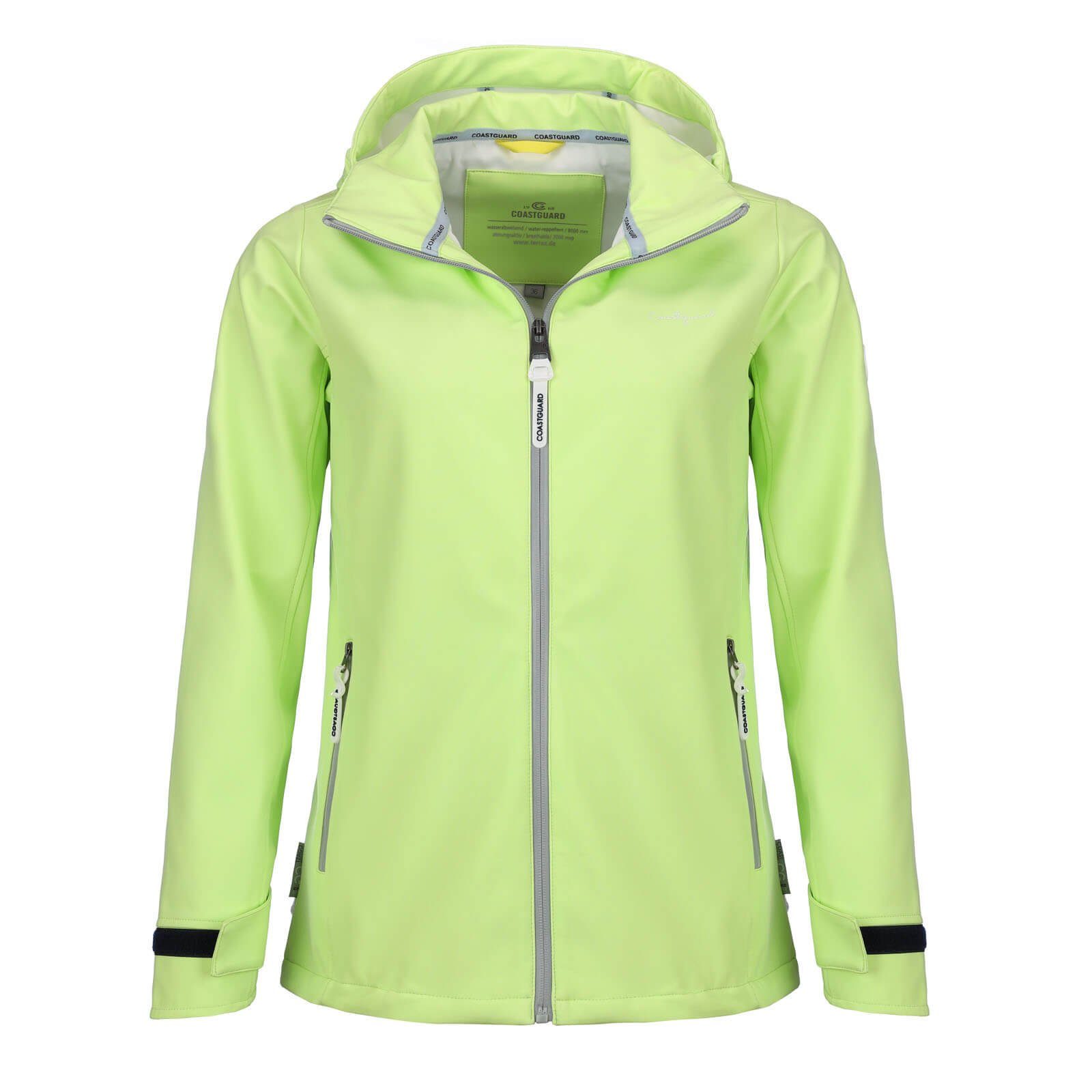 Coastguard Softshelljacke Coastguard Damen Jacke Unifarben - Abnehmbare Kapuze Atmungsaktiv