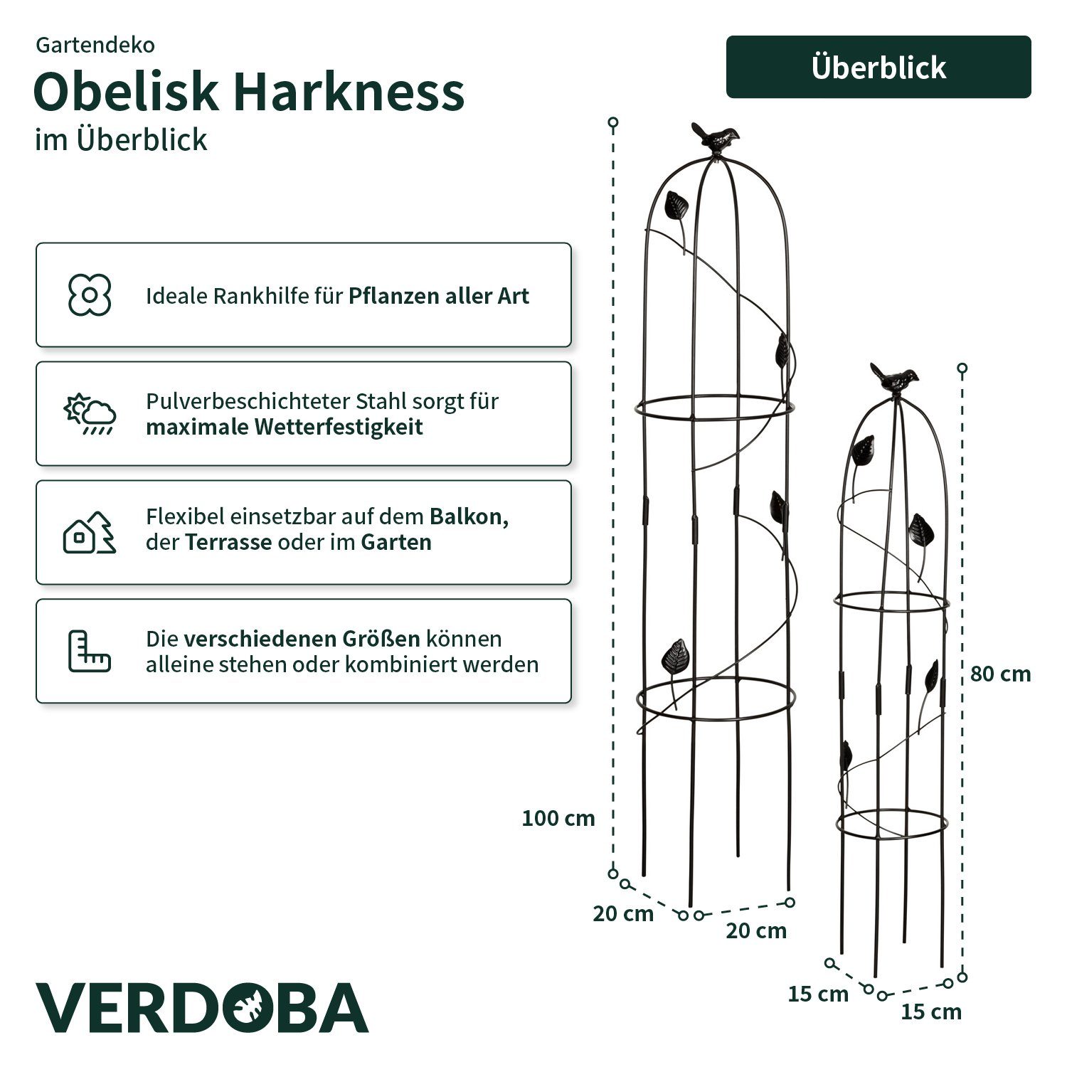 VERDOBA Rankhilfe Obelisk Rankhilfe Metall - günstig online kaufen