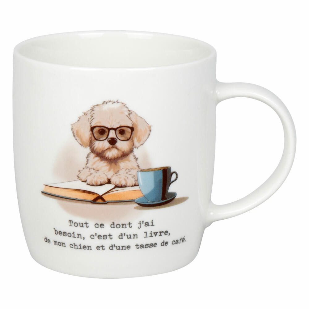 Könitz Becher Livres, chien & café, 400 ml, New Bone China